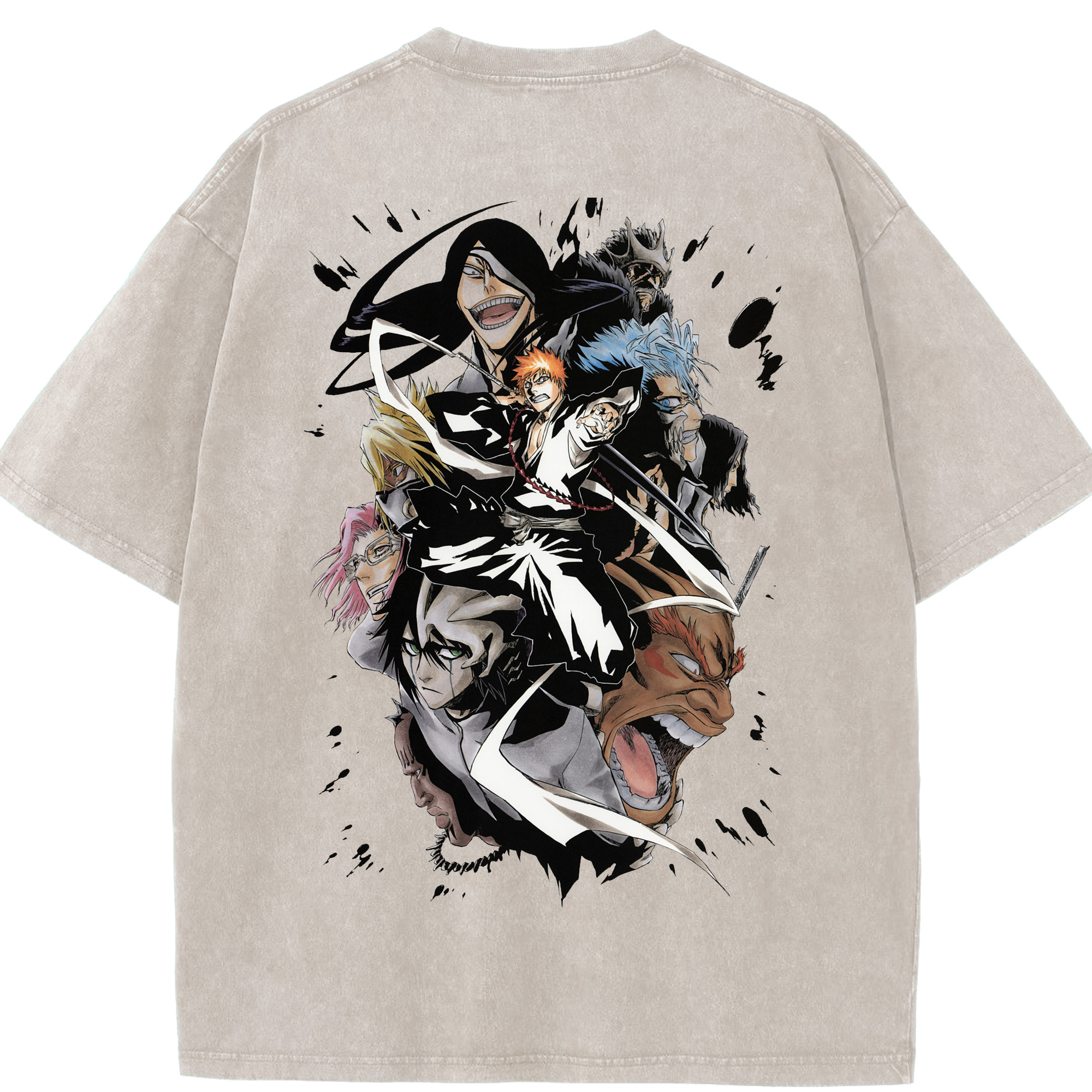 （画像用） ブリーチ 黒崎一護（くろさき いちご）BLEACH Kurosaki Ichigo 綿100% ヴィンテージ風 半袖Tシャツ（背面プリント）