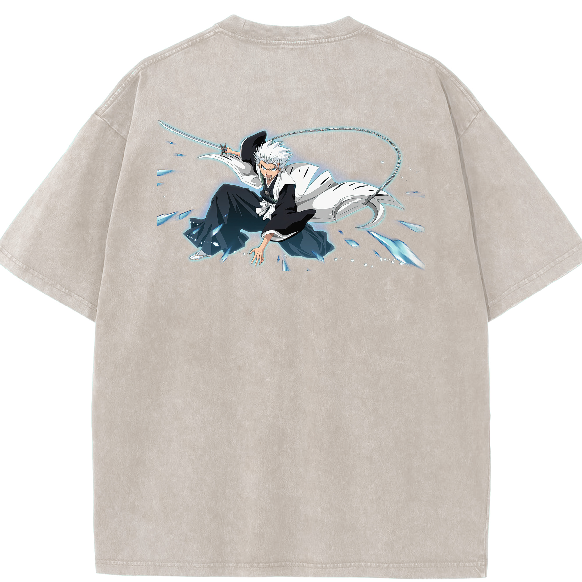 （画像用） ブリーチ 日番谷冬獅郎（ひつがや とうしろう） BLEACH Hitsugaya Toushirou 綿100% ヴィンテージ風 半袖Tシャツ（背面プリント）