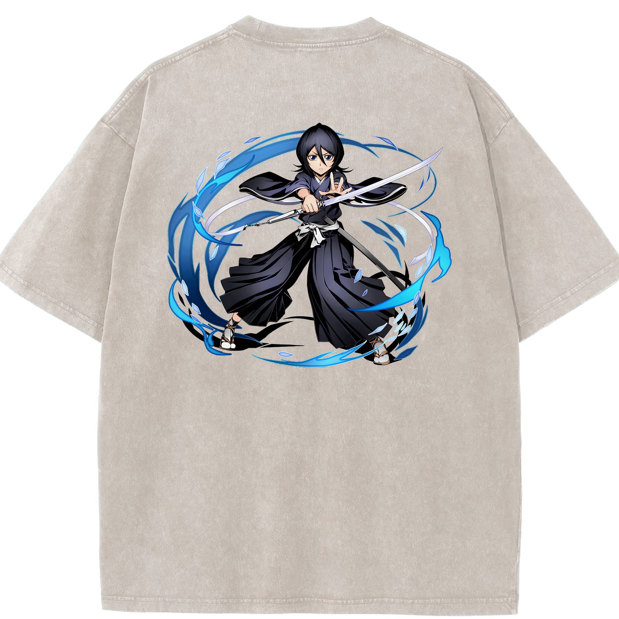 （画像用） ブリーチ 朽木ルキア BLEACH Kuchiki Rukia 綿100% ヴィンテージ風 半袖Tシャツ（背面プリント）