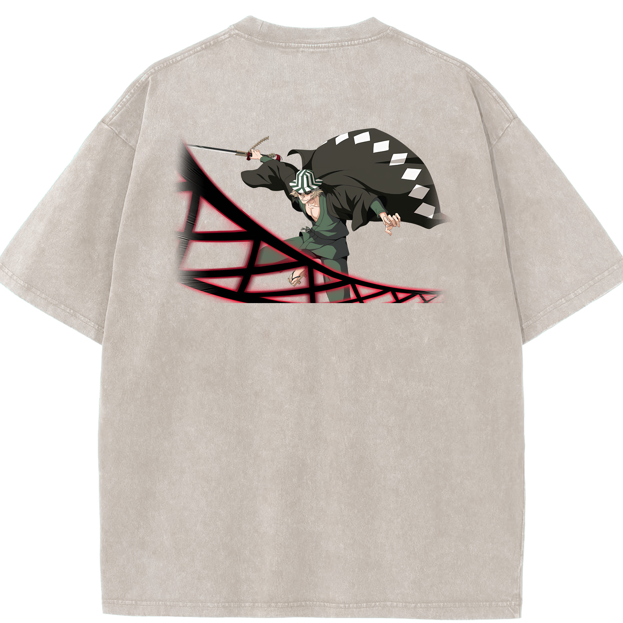 （画像用） "ブリーチ 浦原 喜助（うらはら きすけ） BLEACH Urahara Kisuke " 綿100% ヴィンテージ風 半袖Tシャツ（背面プリント）