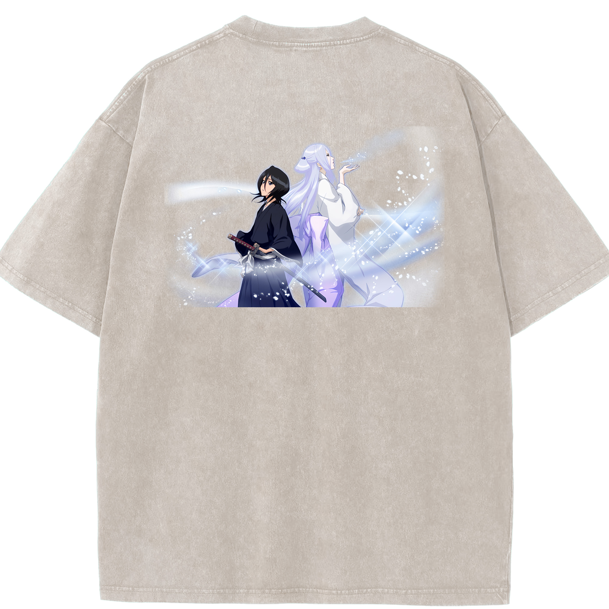（画像用） ブリーチ 朽木ルキア BLEACH Kuchiki Rukia 綿100% ヴィンテージ風 半袖Tシャツ（背面プリント）