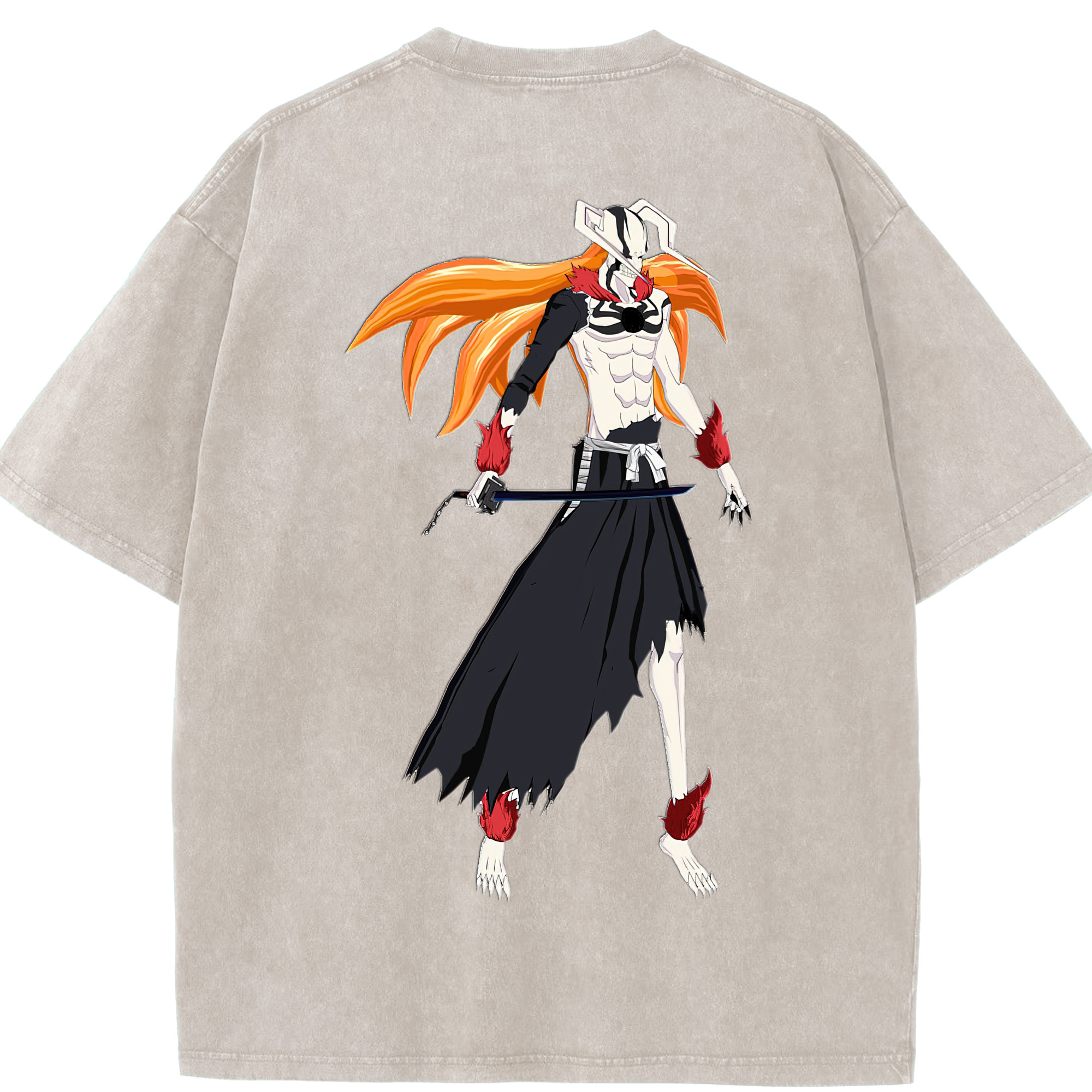 （画像用） ブリーチ 黒崎一護（くろさき いちご）BLEACH Kurosaki Ichigo 綿100% ヴィンテージ風 半袖Tシャツ（背面プリント）