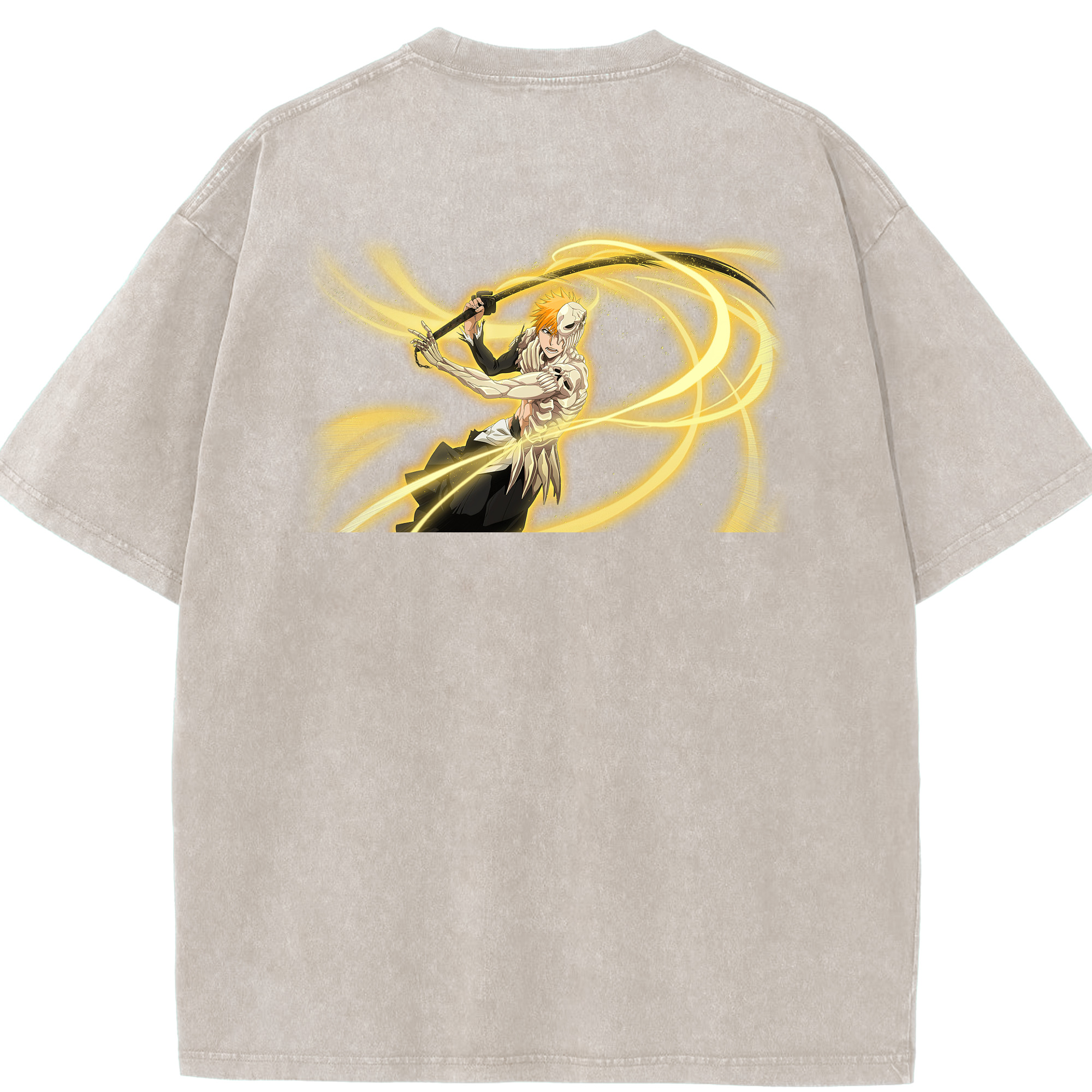（画像用） ブリーチ 黒崎一護（くろさき いちご）BLEACH Kurosaki Ichigo 綿100% ヴィンテージ風 半袖Tシャツ（背面プリント）