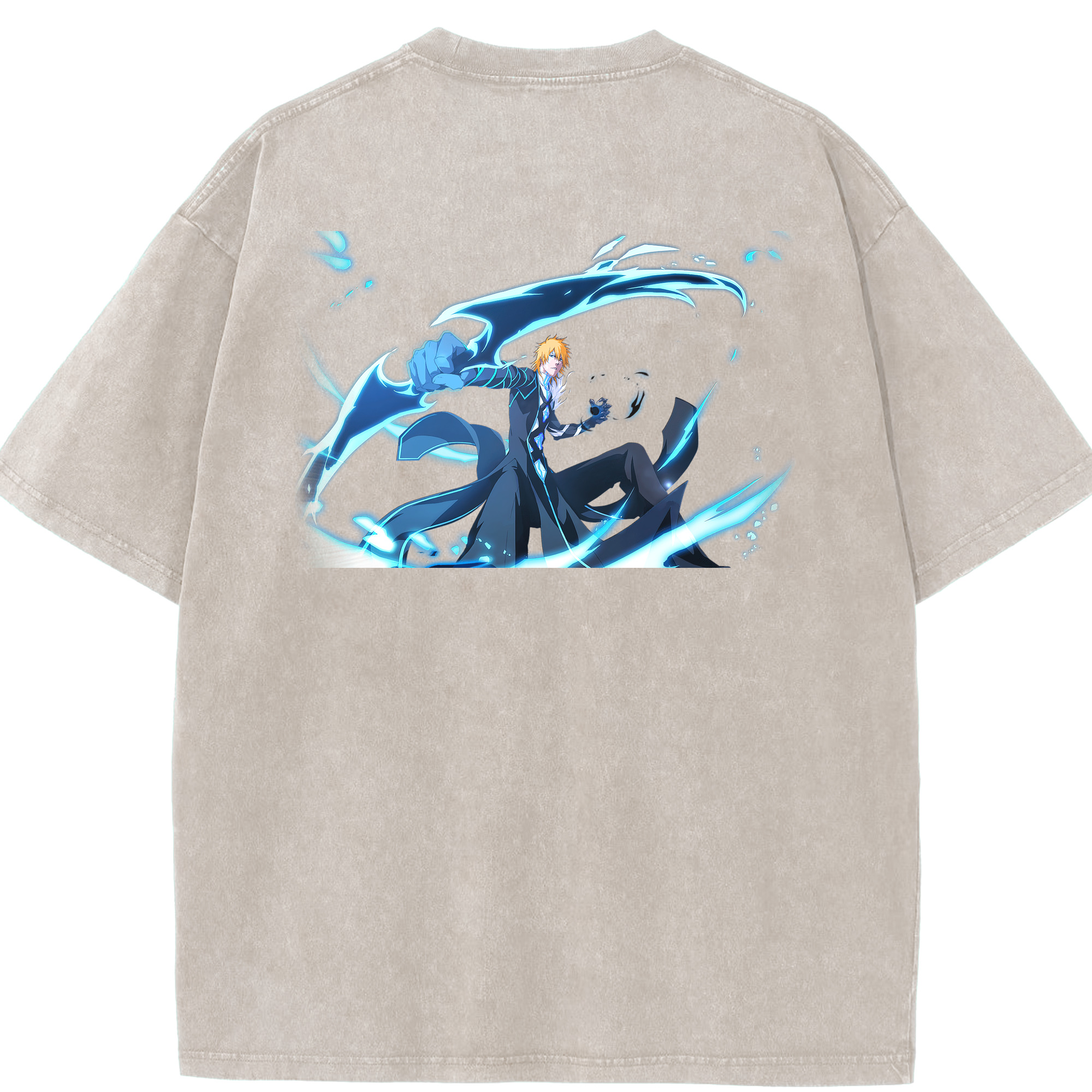 （画像用） ブリーチ 黒崎一護（くろさき いちご）BLEACH Kurosaki Ichigo 綿100% ヴィンテージ風 半袖Tシャツ（背面プリント）