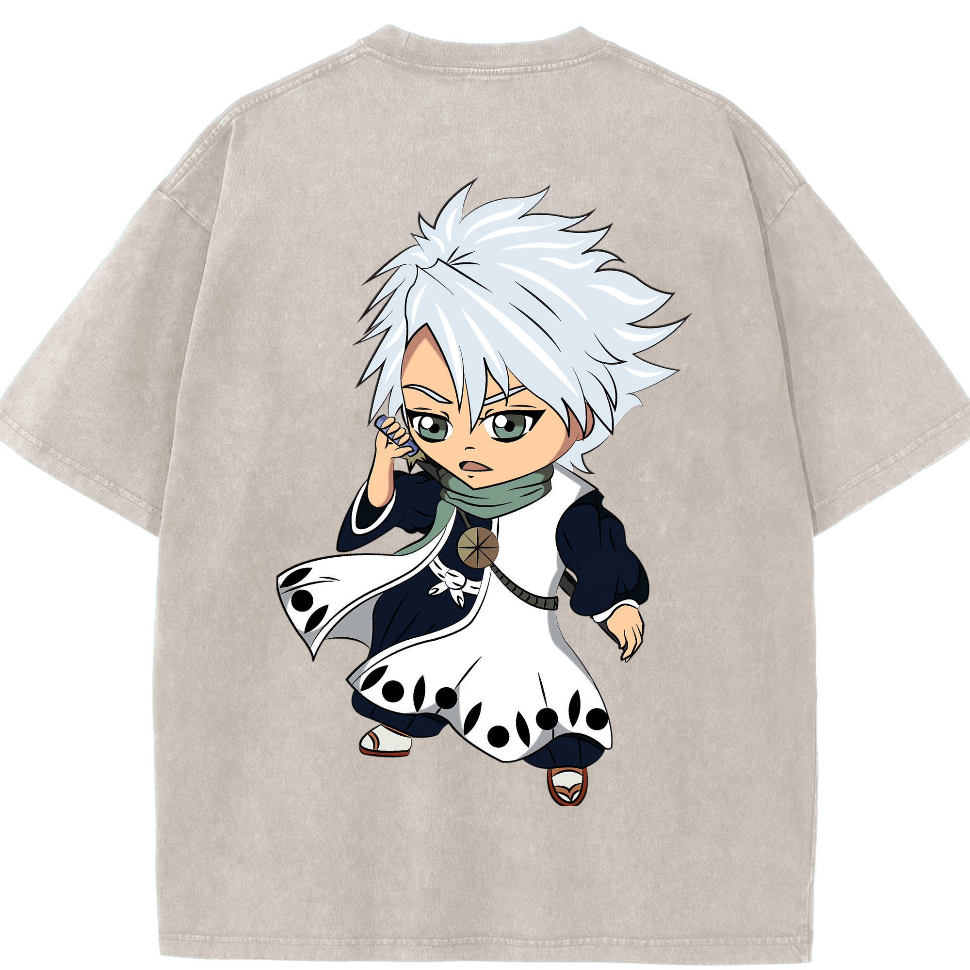 （画像用） ブリーチ 日番谷冬獅郎（ひつがや とうしろう） BLEACH Hitsugaya Toushirou 綿100% ヴィンテージ風 半袖Tシャツ（背面プリント）