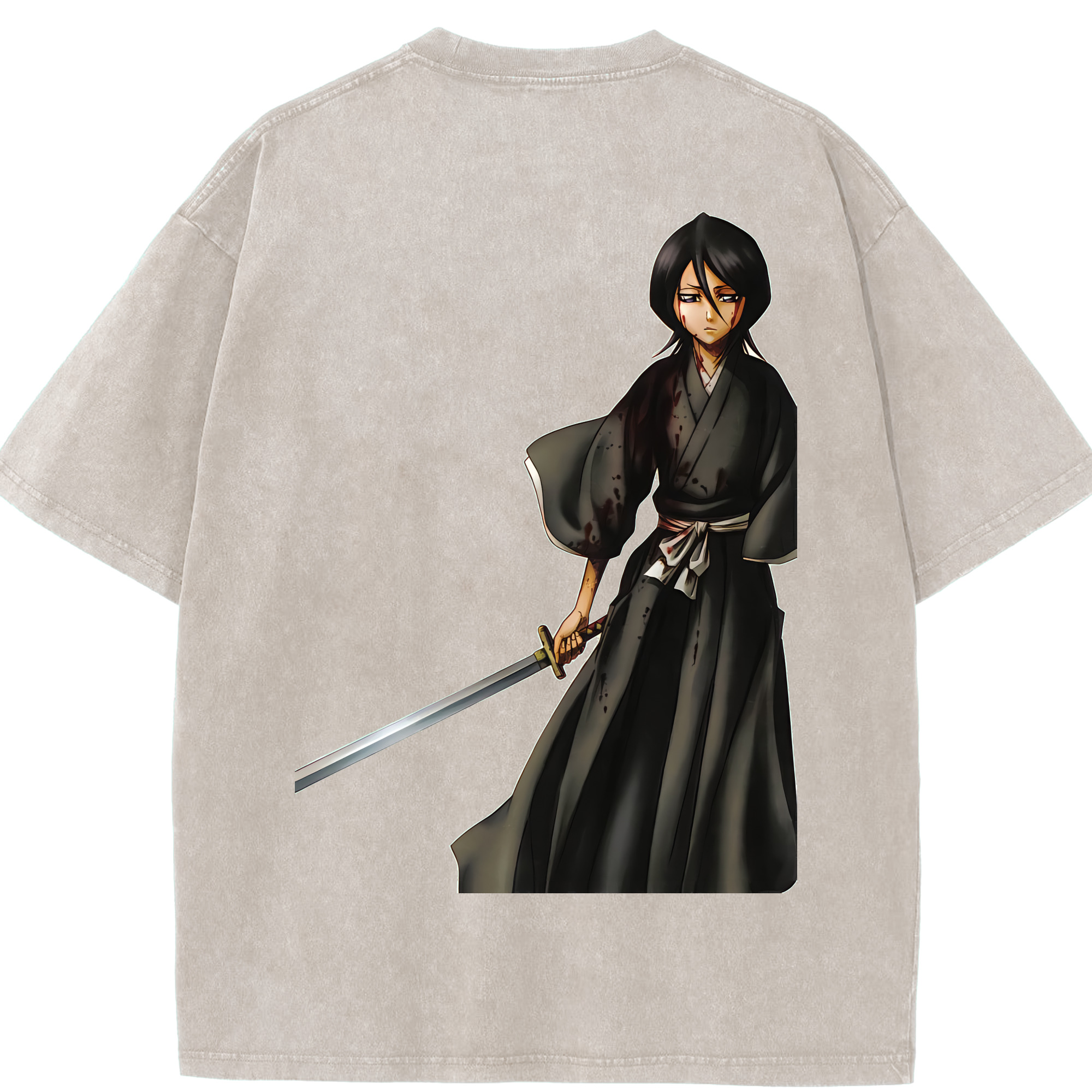 （画像用） ブリーチ 朽木ルキア BLEACH Kuchiki Rukia 綿100% ヴィンテージ風 半袖Tシャツ（背面プリント）