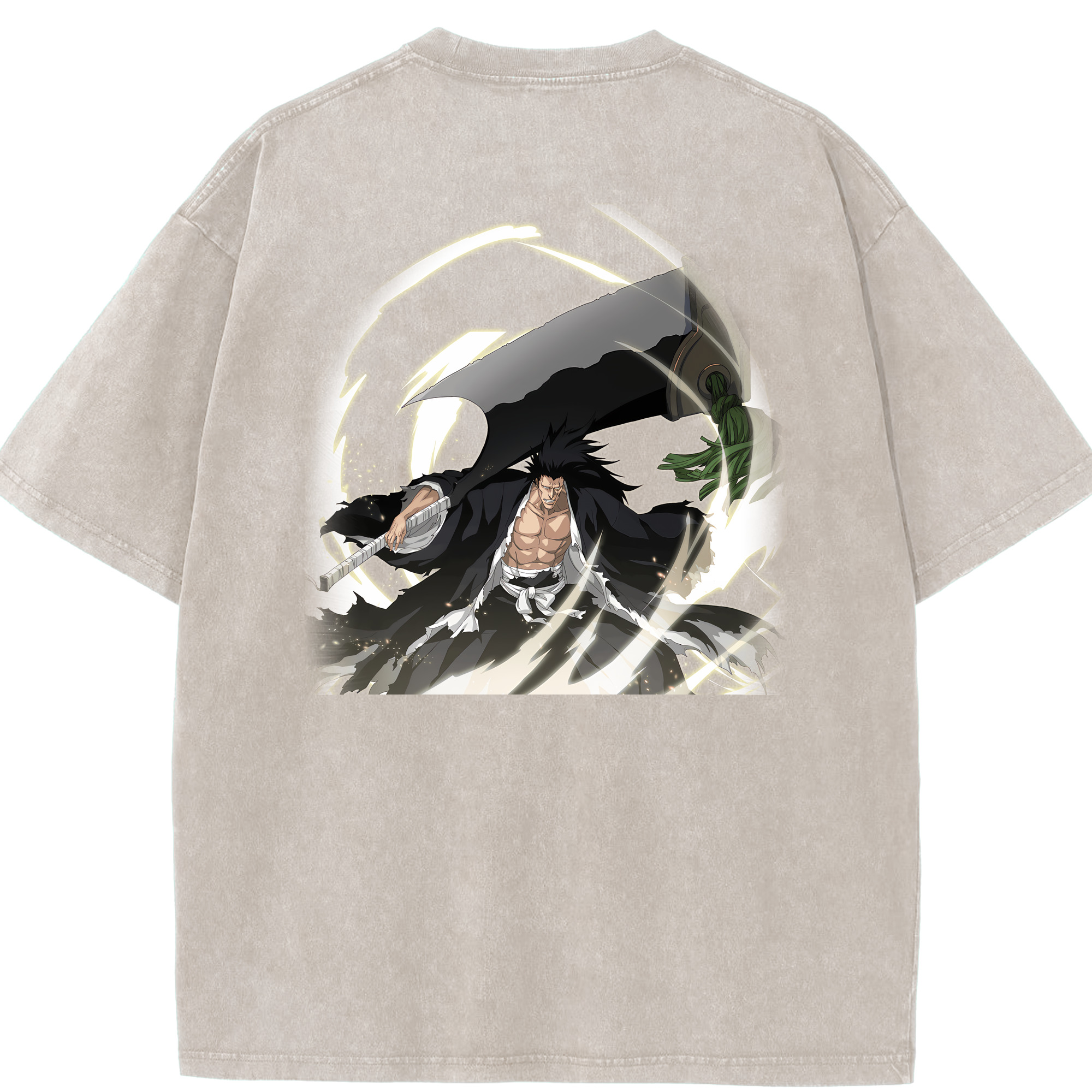 （画像用） ブリーチ ざらき けんぱち BLEACH Zaraki Kenpachi 綿100% ヴィンテージ風 半袖Tシャツ（背面プリント）