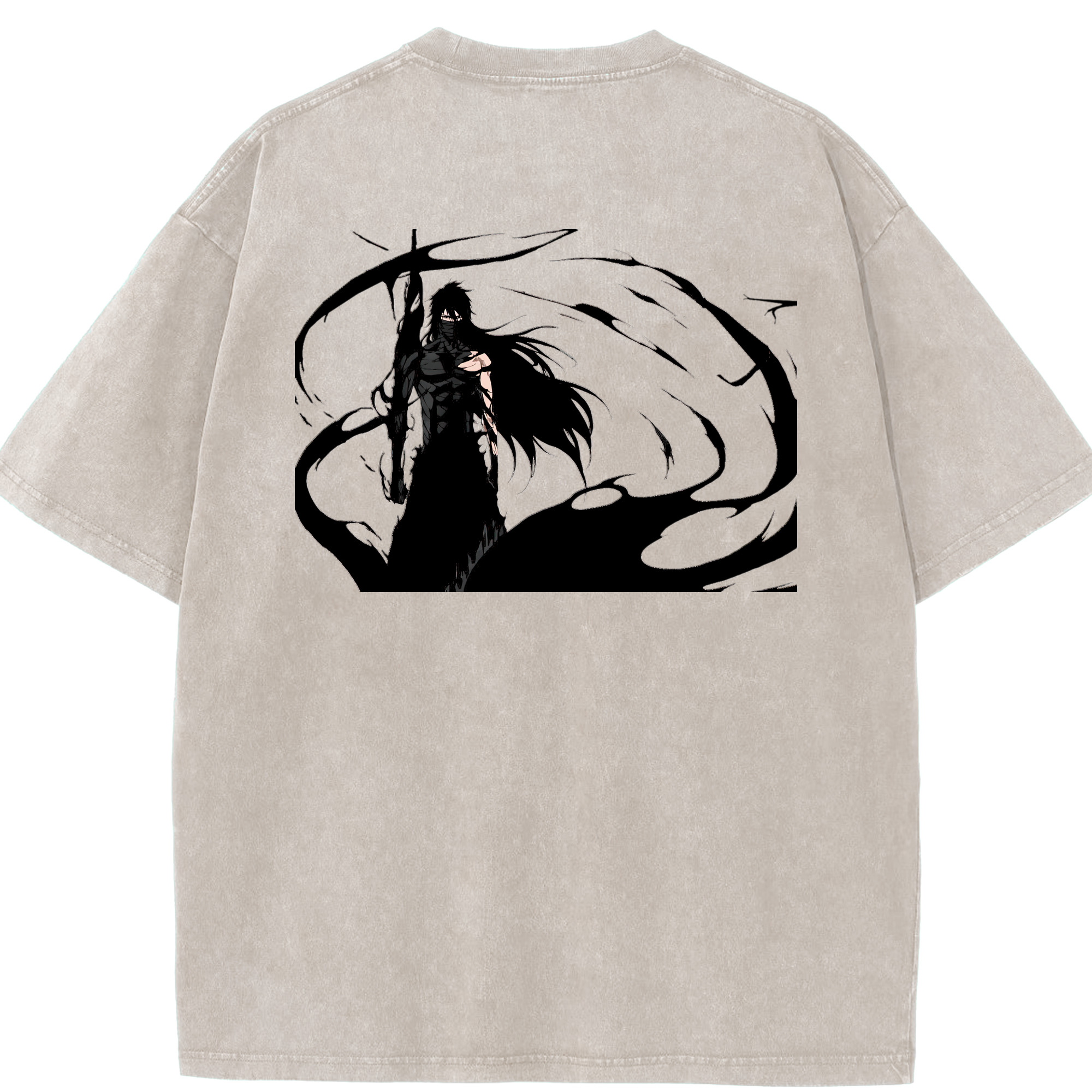 （画像用） ブリーチ 黒崎一護（くろさき いちご）BLEACH Kurosaki Ichigo 綿100% ヴィンテージ風 半袖Tシャツ（背面プリント）