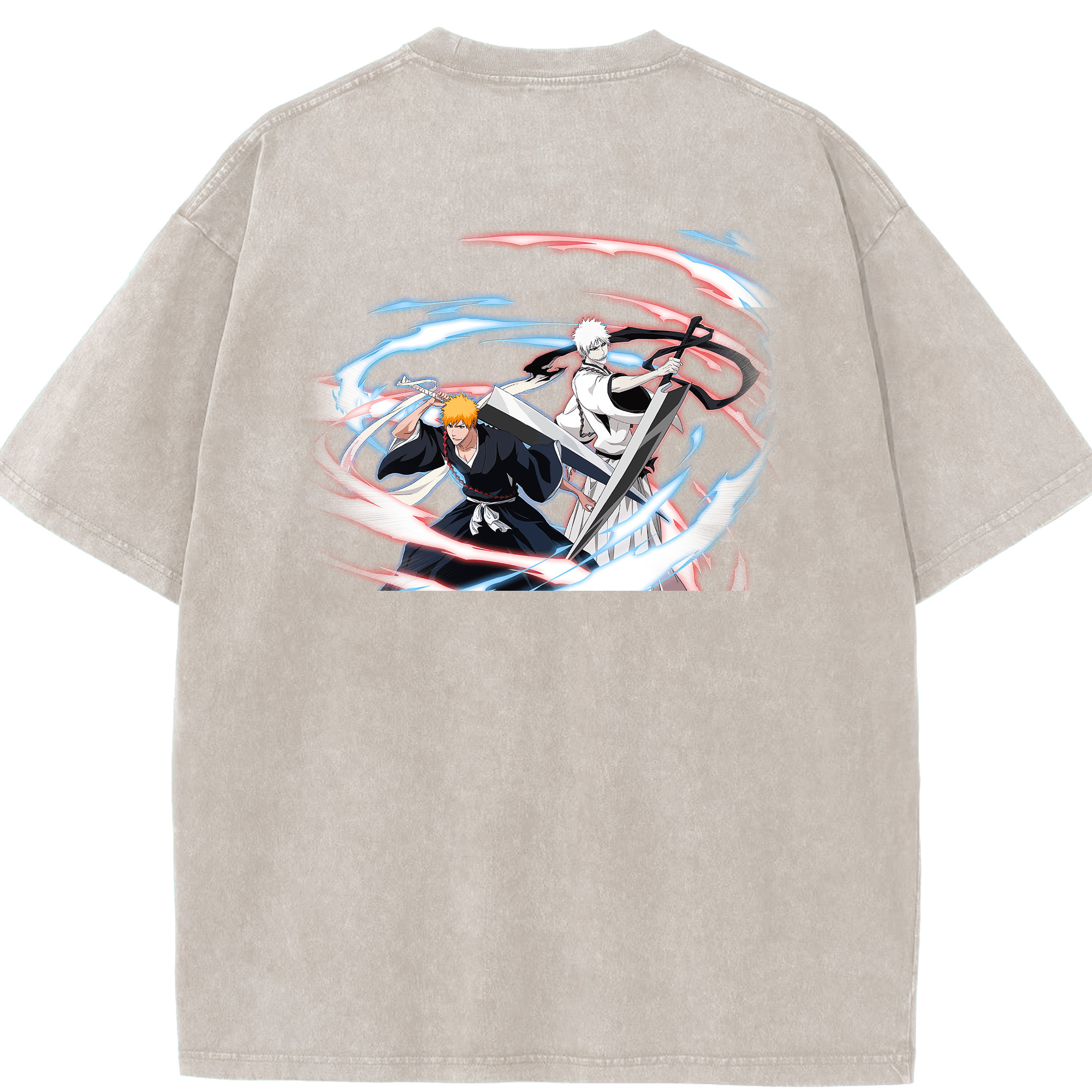 （画像用） ブリーチ 黒崎一護（くろさき いちご）BLEACH Kurosaki Ichigo 綿100% ヴィンテージ風 半袖Tシャツ（背面プリント）