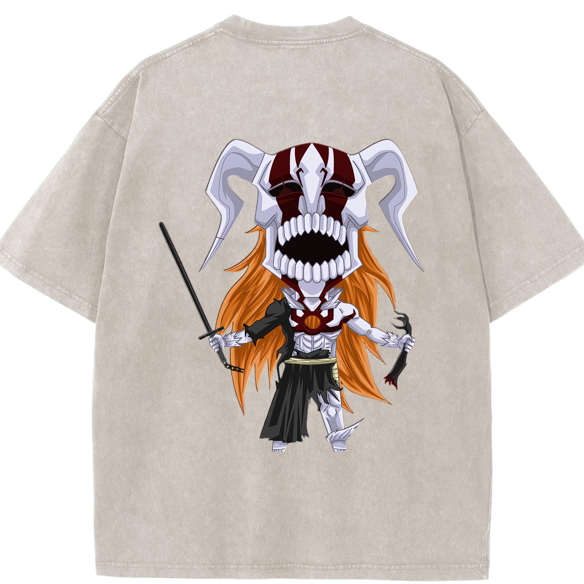 （画像用） ブリーチ 黒崎一護（くろさき いちご）BLEACH Kurosaki Ichigo 綿100% ヴィンテージ風 半袖Tシャツ（背面プリント）