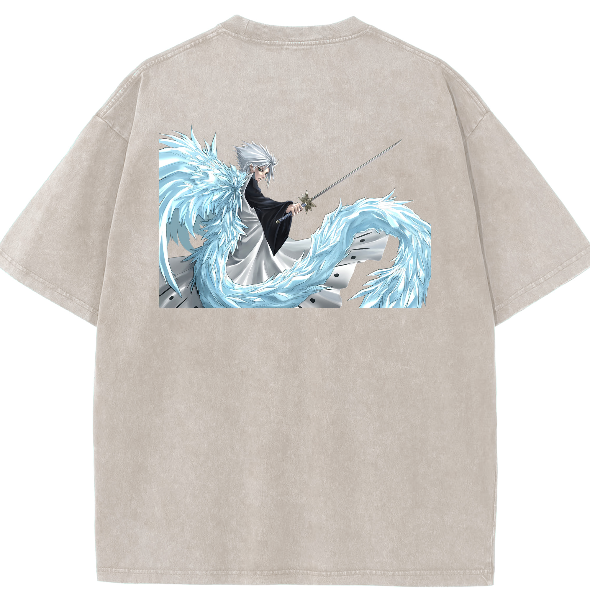 （画像用） ブリーチ 日番谷冬獅郎（ひつがや とうしろう） BLEACH Hitsugaya Toushirou 綿100% ヴィンテージ風 半袖Tシャツ（背面プリント）