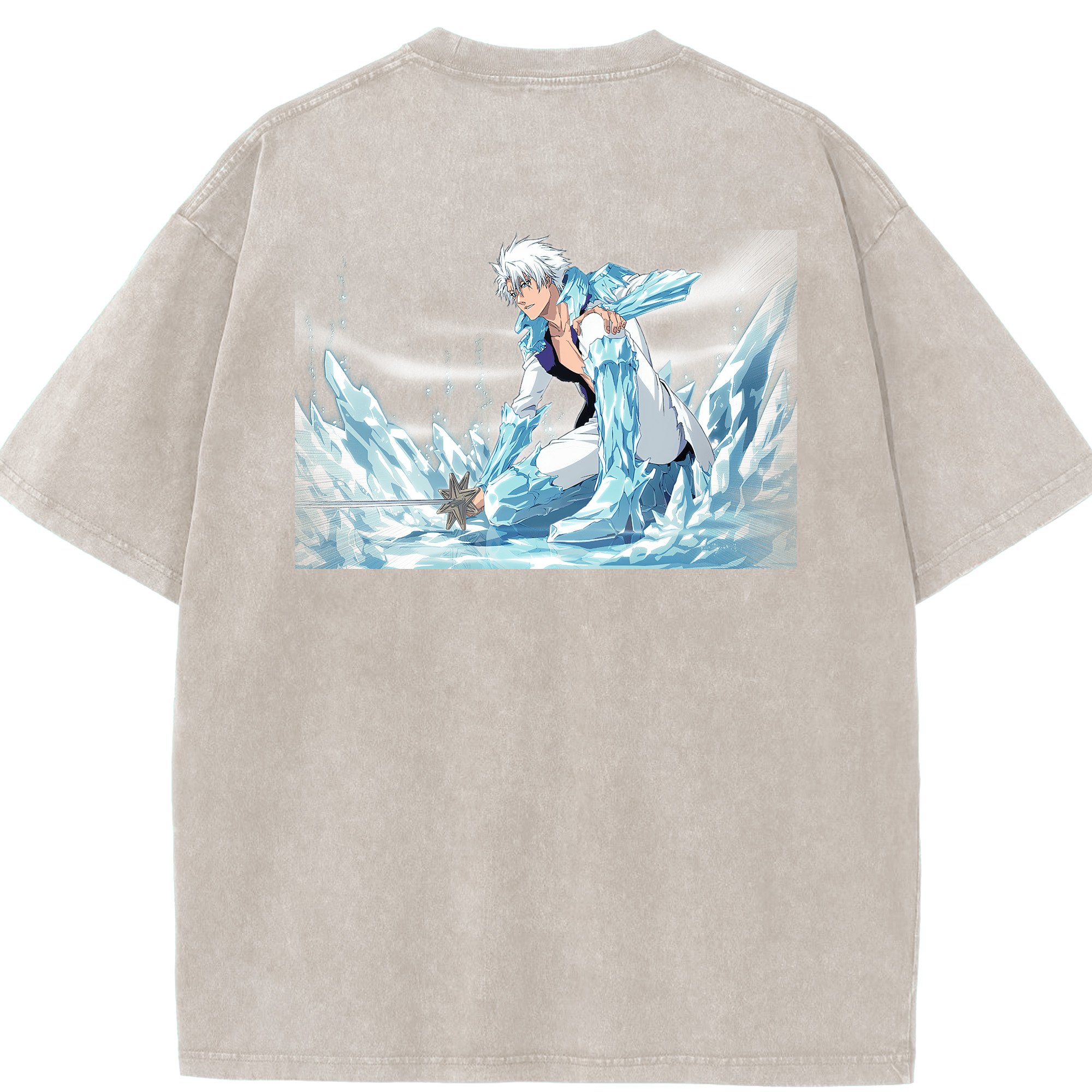 （画像用） ブリーチ 日番谷冬獅郎（ひつがや とうしろう） BLEACH Hitsugaya Toushirou 綿100% ヴィンテージ風 半袖Tシャツ（背面プリント）
