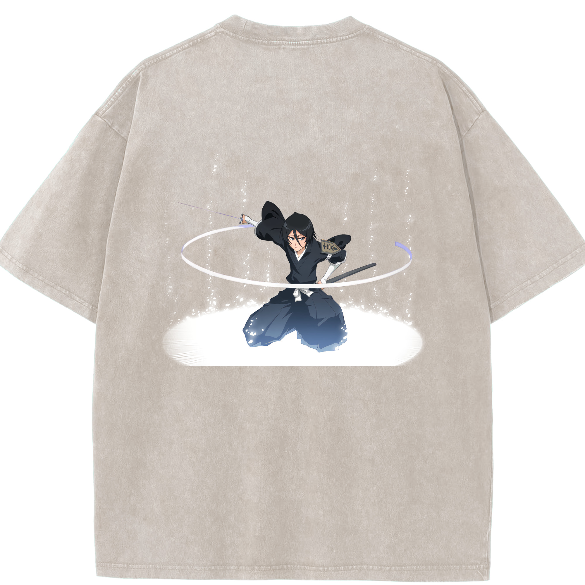 （画像用） ブリーチ 朽木ルキア BLEACH Kuchiki Rukia 綿100% ヴィンテージ風 半袖Tシャツ（背面プリント）