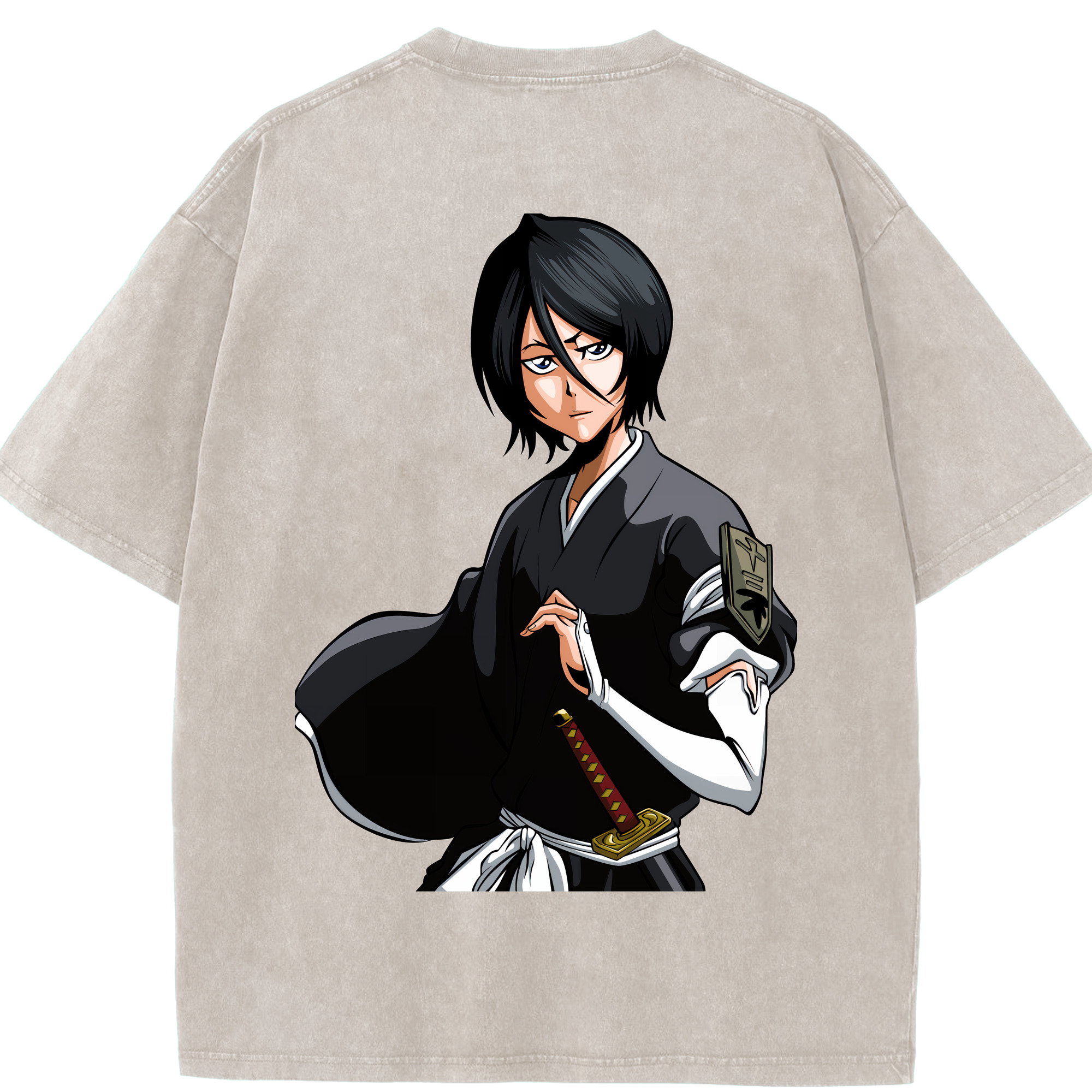 （画像用） ブリーチ 朽木ルキア BLEACH Kuchiki Rukia 綿100% ヴィンテージ風 半袖Tシャツ（背面プリント）