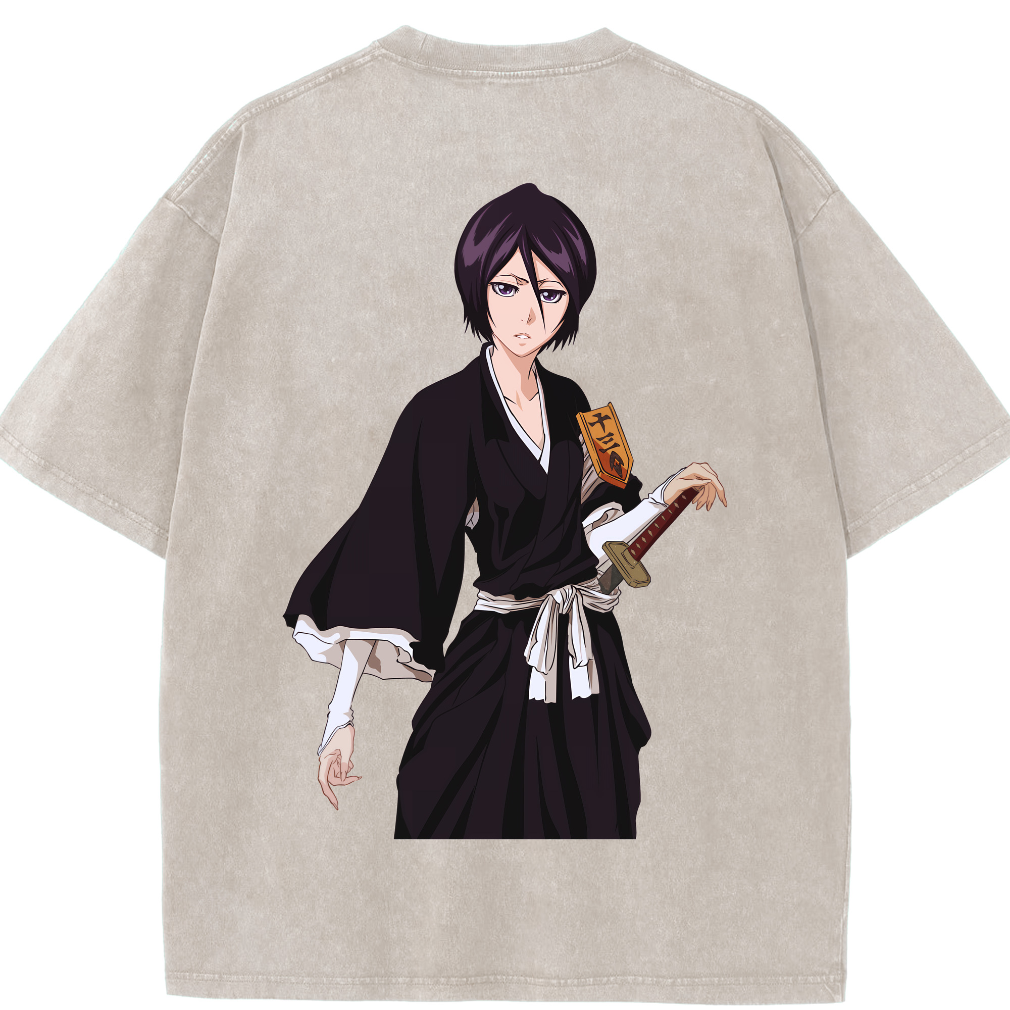 （画像用） ブリーチ 朽木ルキア BLEACH Kuchiki Rukia 綿100% ヴィンテージ風 半袖Tシャツ（背面プリント）