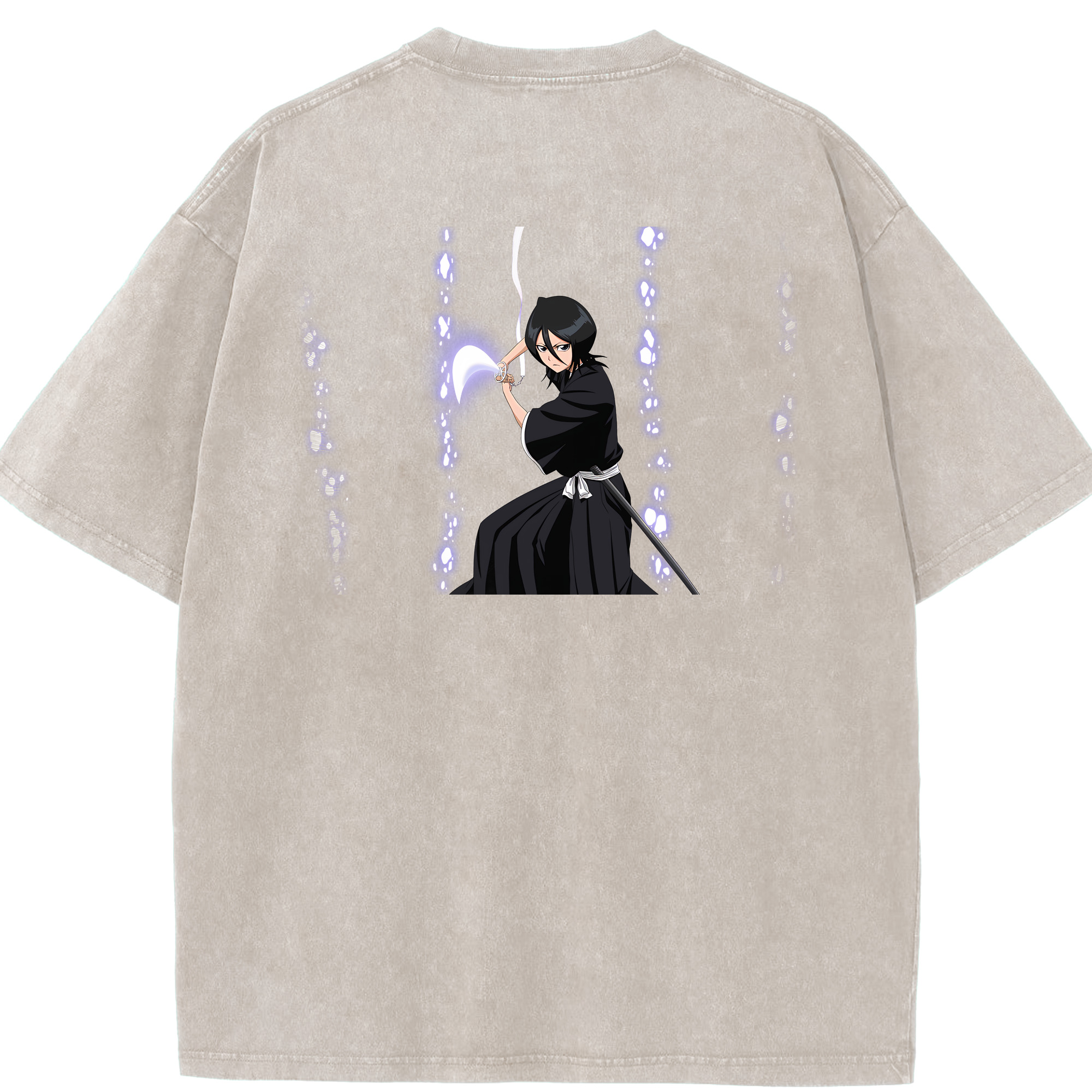 （画像用） ブリーチ 朽木ルキア BLEACH Kuchiki Rukia 綿100% ヴィンテージ風 半袖Tシャツ（背面プリント）