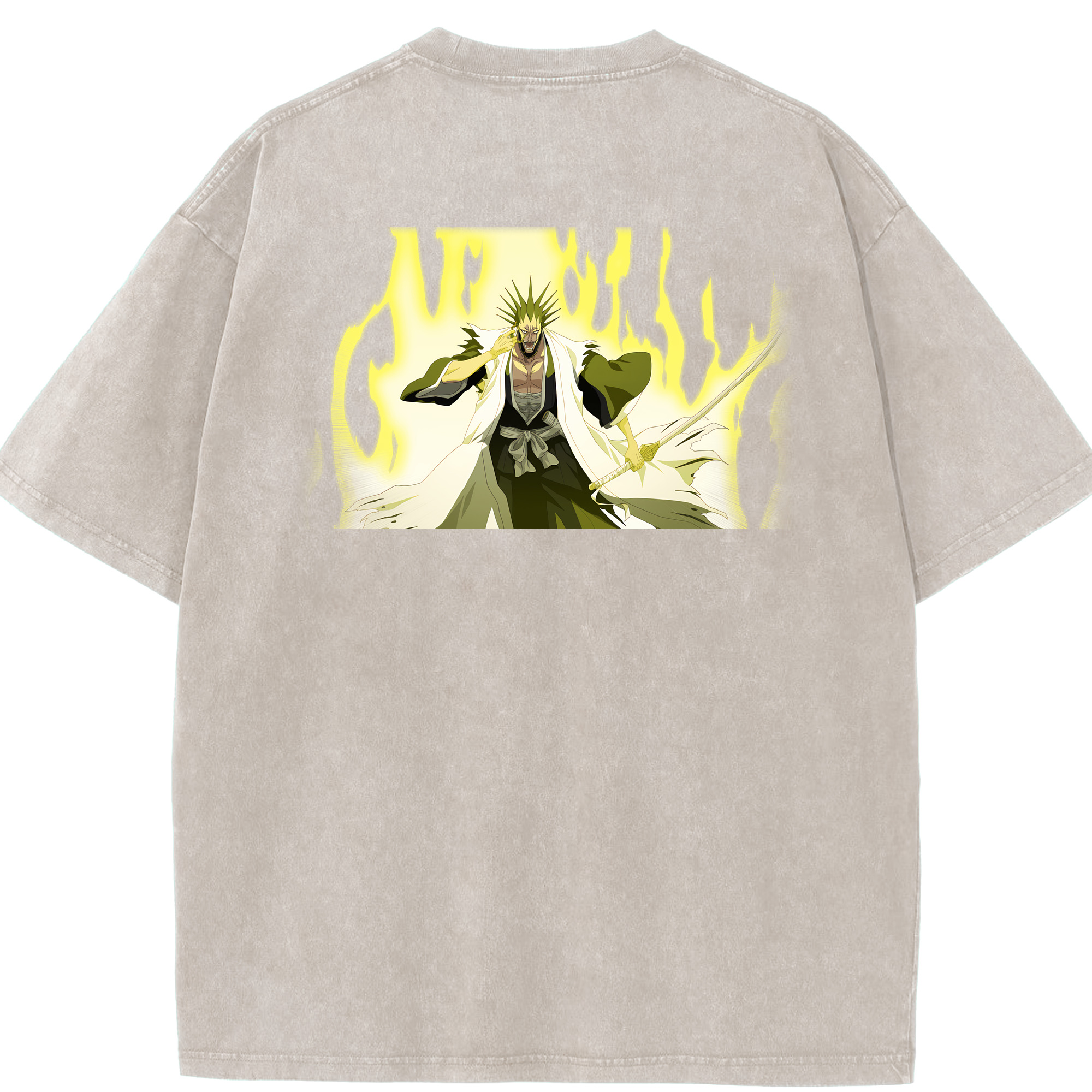 （画像用） ブリーチ ざらき けんぱち BLEACH Zaraki Kenpachi 綿100% ヴィンテージ風 半袖Tシャツ（背面プリント）
