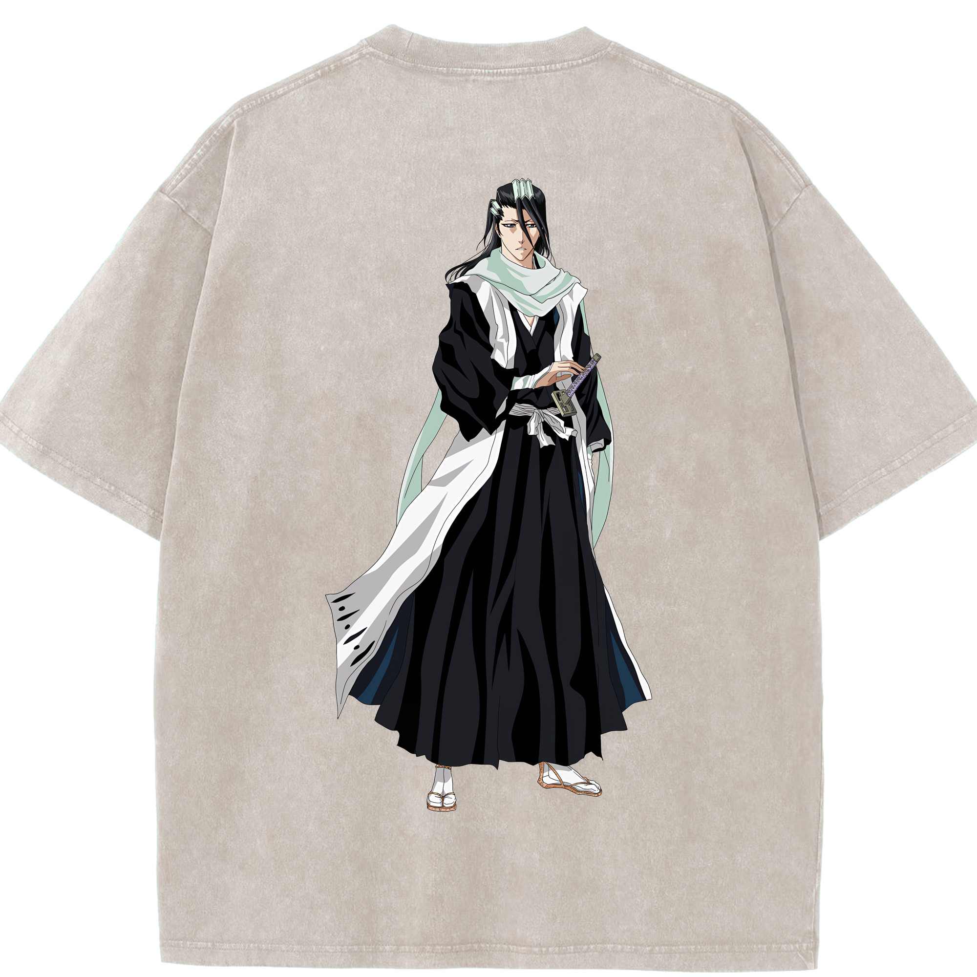 （画像用） ブリーチ くちき びゃくや BLEACH Kuchiki Byakuya 綿100% ヴィンテージ風 半袖Tシャツ（背面プリント）