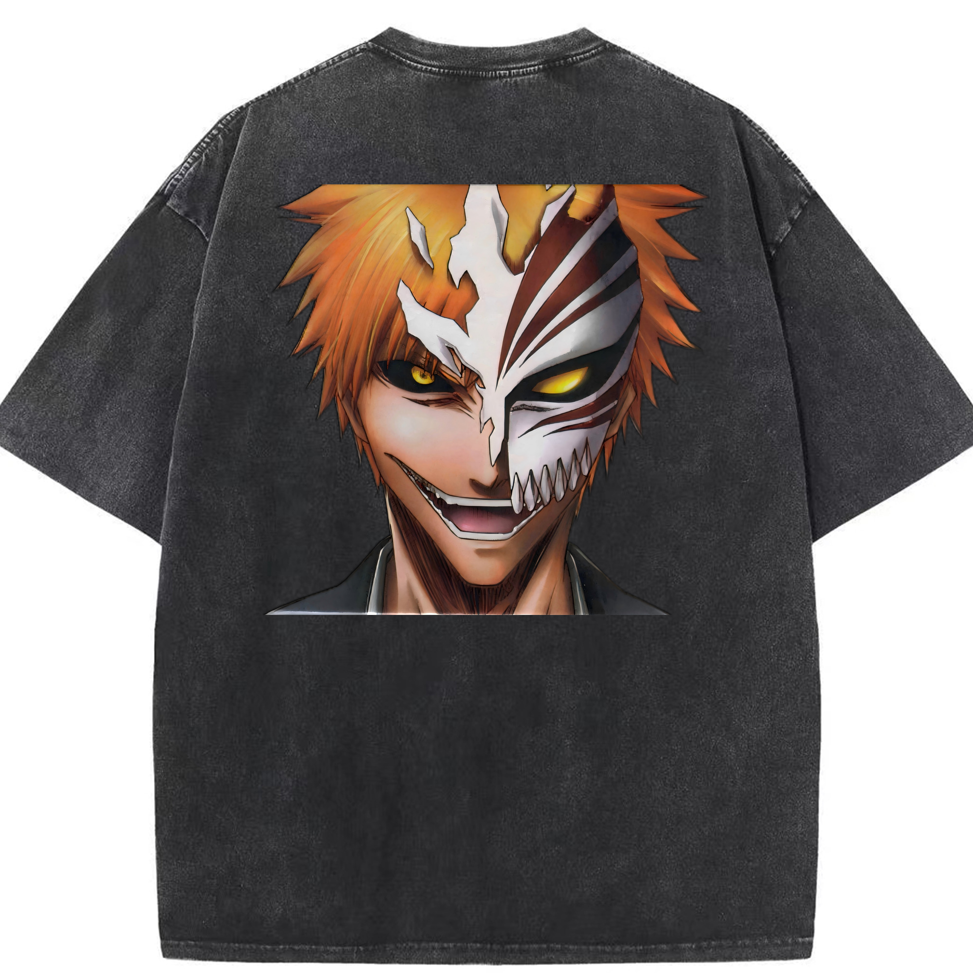 （画像用） ブリーチ 黒崎一護（くろさき いちご）BLEACH Kurosaki Ichigo 綿100% ヴィンテージ風 半袖Tシャツ（背面プリント）