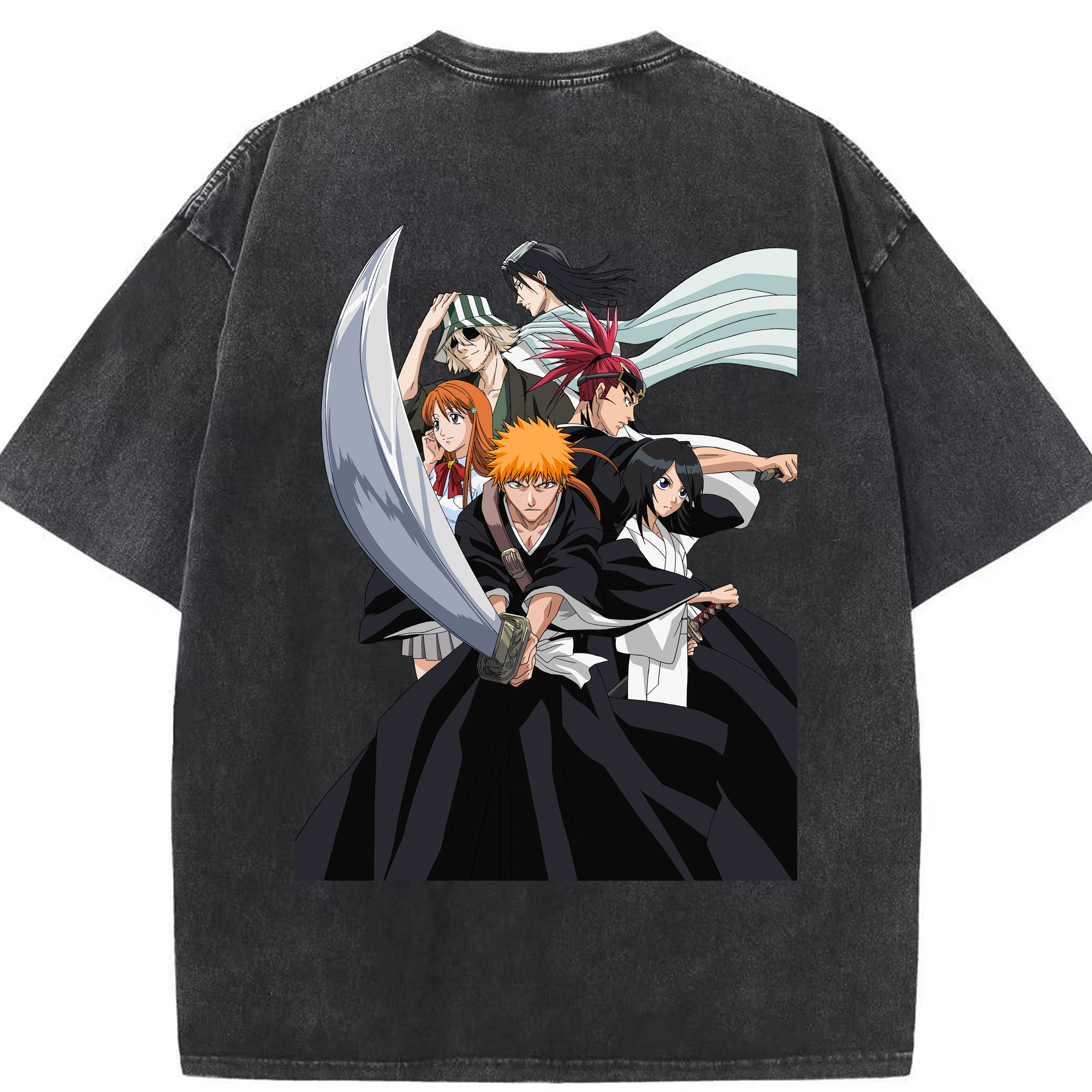 （画像用） ブリーチ 黒崎一護（くろさき いちご）BLEACH Kurosaki Ichigo 綿100% ヴィンテージ風 半袖Tシャツ（背面プリント）