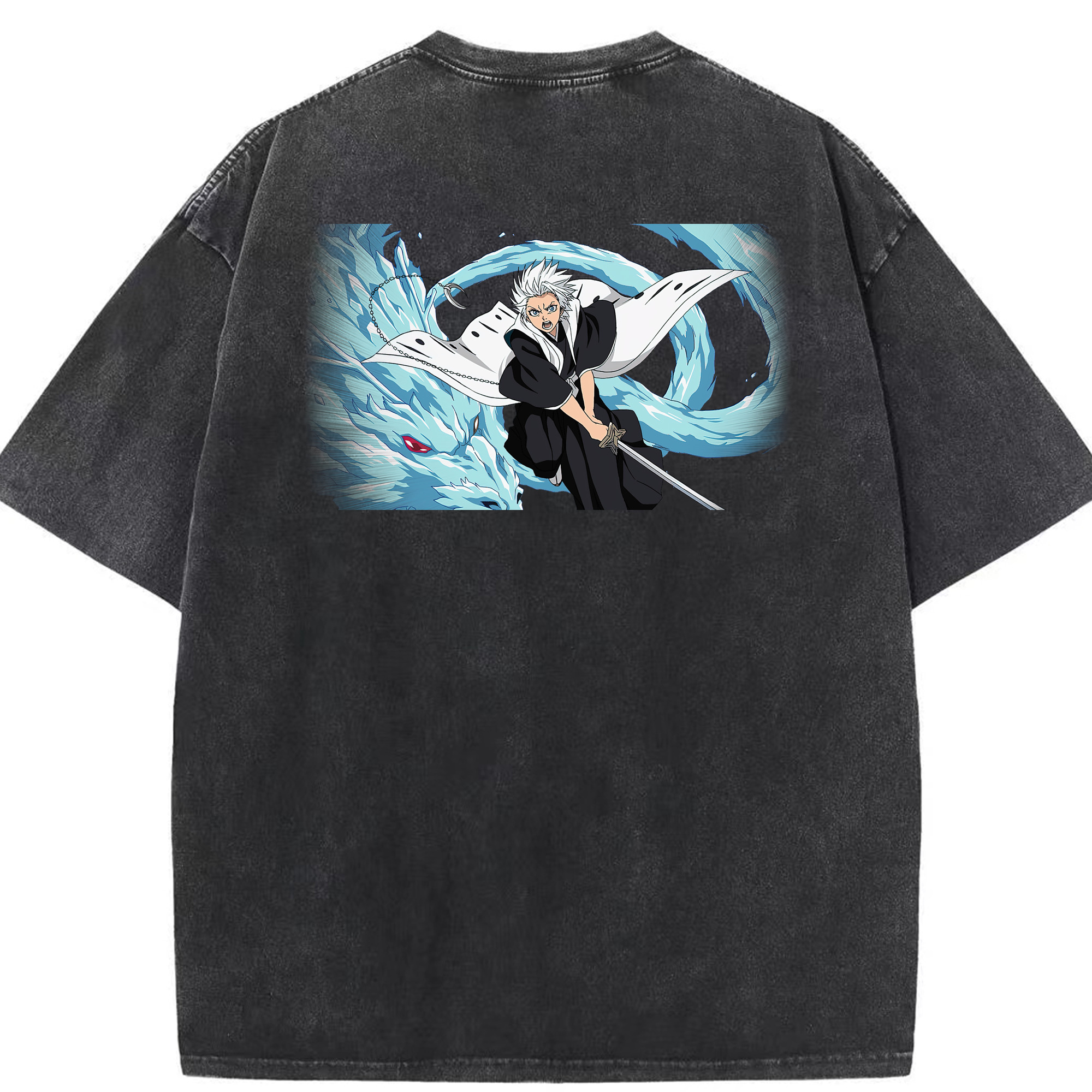 （画像用） ブリーチ 日番谷冬獅郎（ひつがや とうしろう） BLEACH Hitsugaya Toushirou 綿100% ヴィンテージ風 半袖Tシャツ（背面プリント）