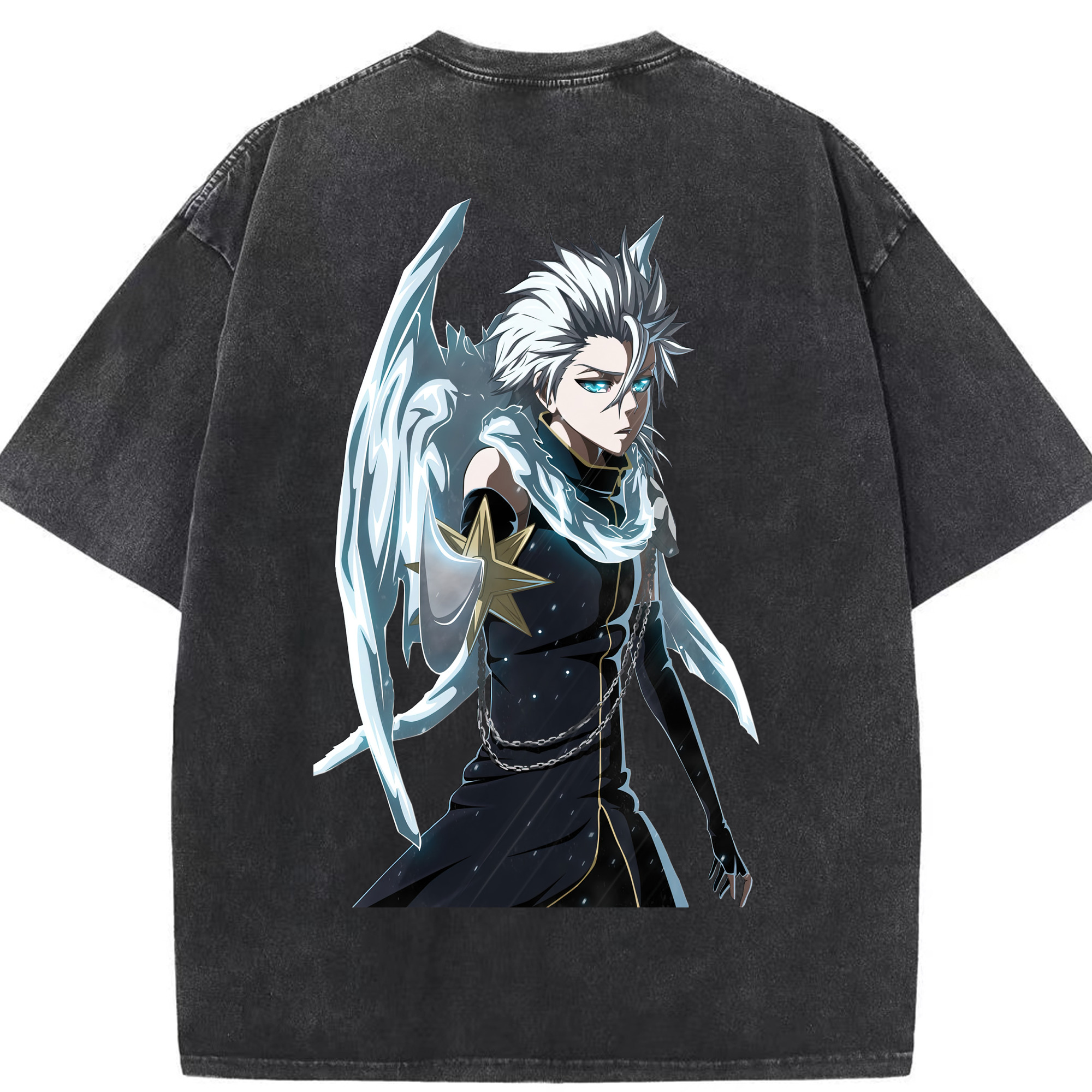 （画像用） ブリーチ 日番谷冬獅郎（ひつがや とうしろう） BLEACH Hitsugaya Toushirou 綿100% ヴィンテージ風 半袖Tシャツ（背面プリント）