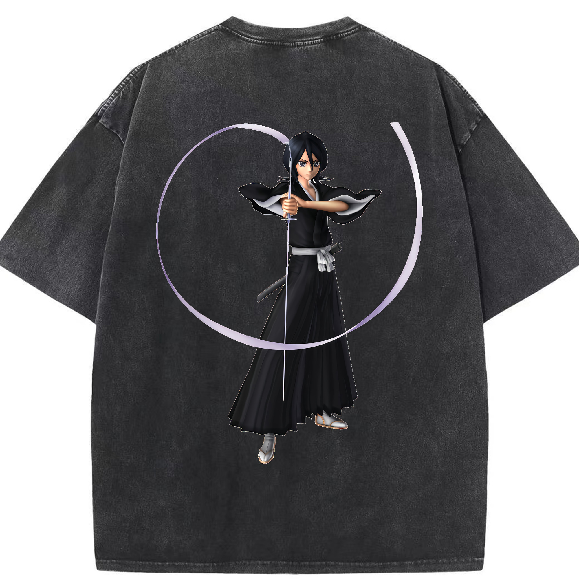 （画像用） ブリーチ 朽木ルキア BLEACH Kuchiki Rukia 綿100% ヴィンテージ風 半袖Tシャツ（背面プリント）