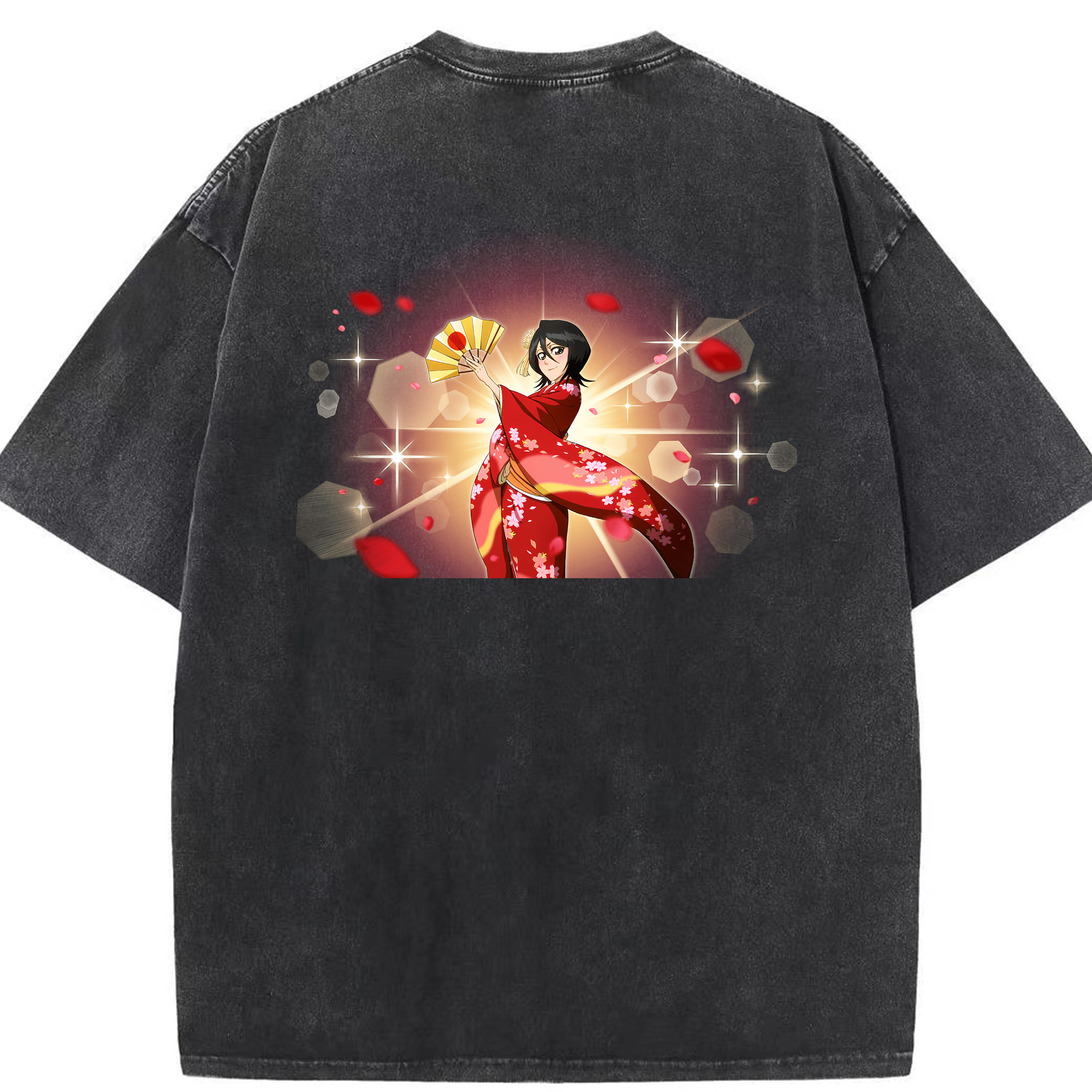 （画像用） ブリーチ 朽木ルキア BLEACH Kuchiki Rukia 綿100% ヴィンテージ風 半袖Tシャツ（背面プリント）