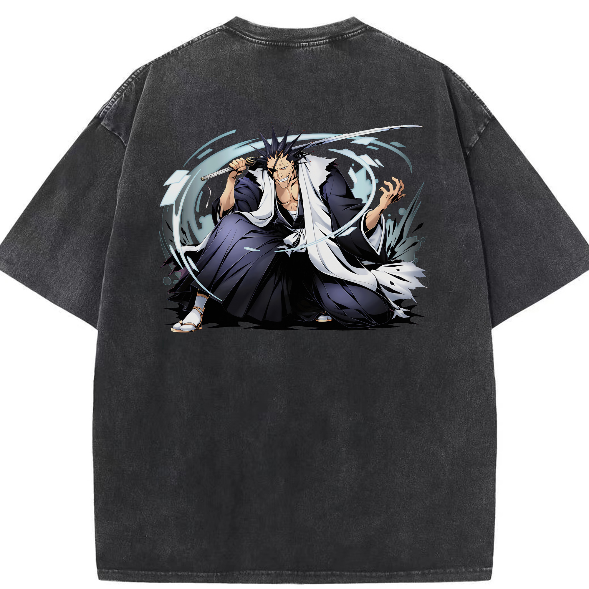 （画像用） ブリーチ ざらき けんぱち BLEACH Zaraki Kenpachi 綿100% ヴィンテージ風 半袖Tシャツ（背面プリント）