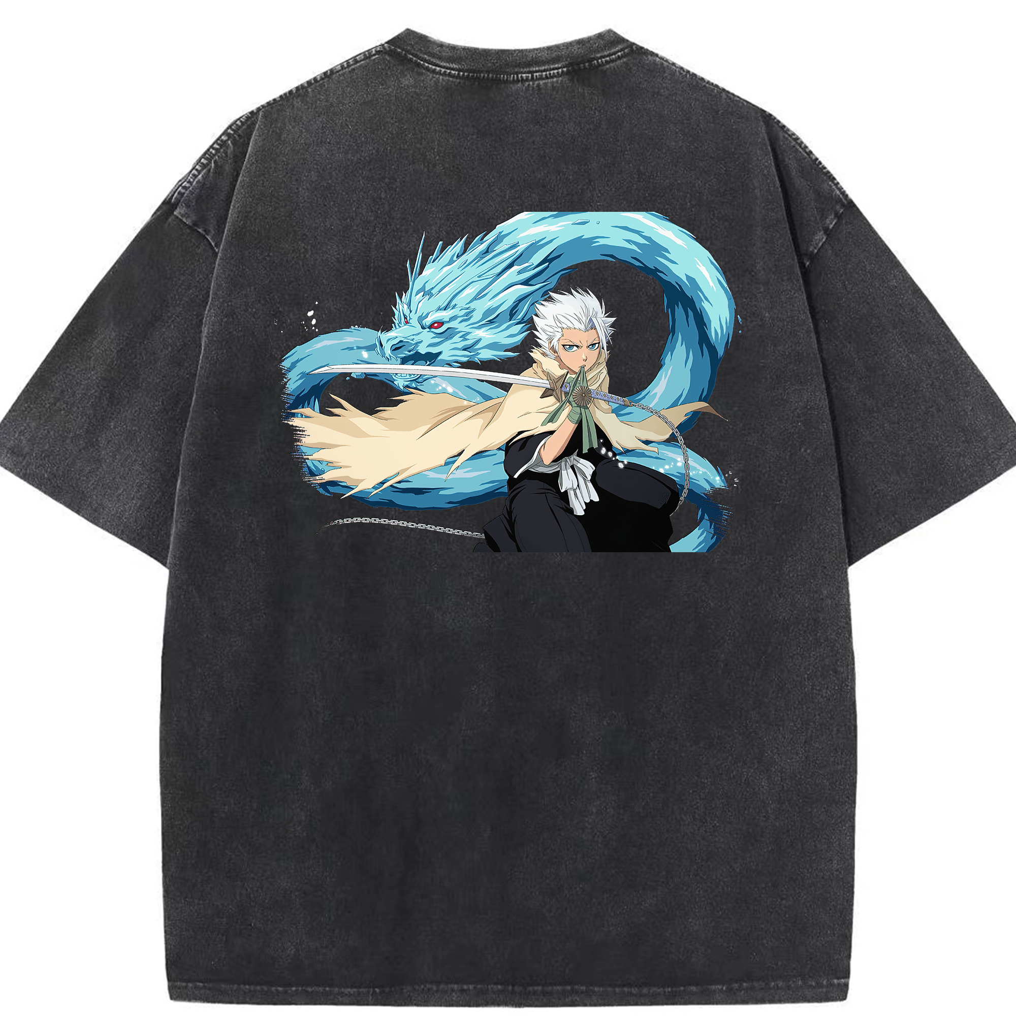 （画像用） ブリーチ 日番谷冬獅郎（ひつがや とうしろう） BLEACH Hitsugaya Toushirou 綿100% ヴィンテージ風 半袖Tシャツ（背面プリント）