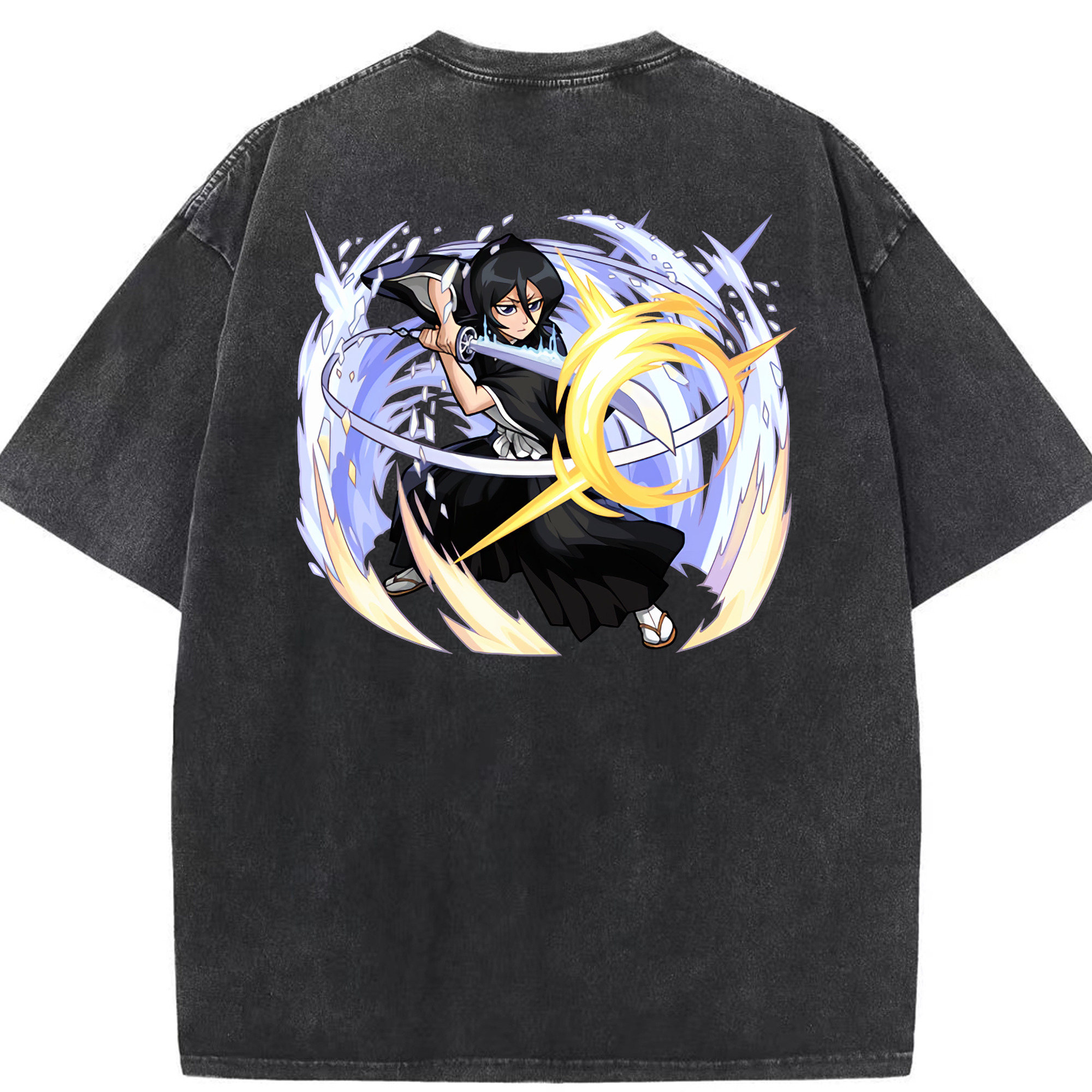 （画像用） ブリーチ 朽木ルキア BLEACH Kuchiki Rukia 綿100% ヴィンテージ風 半袖Tシャツ（背面プリント）