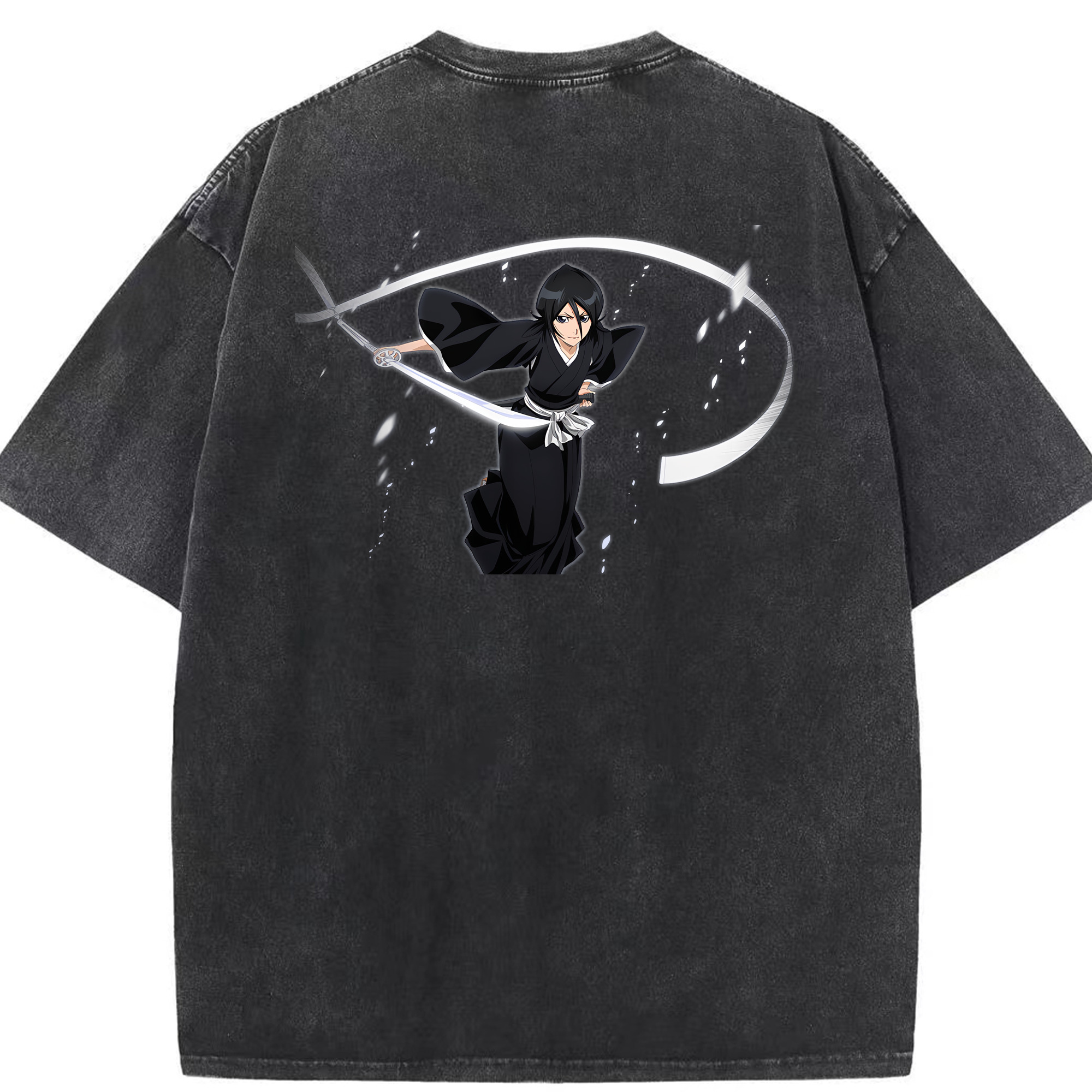 （画像用） ブリーチ 朽木ルキア BLEACH Kuchiki Rukia 綿100% ヴィンテージ風 半袖Tシャツ（背面プリント）