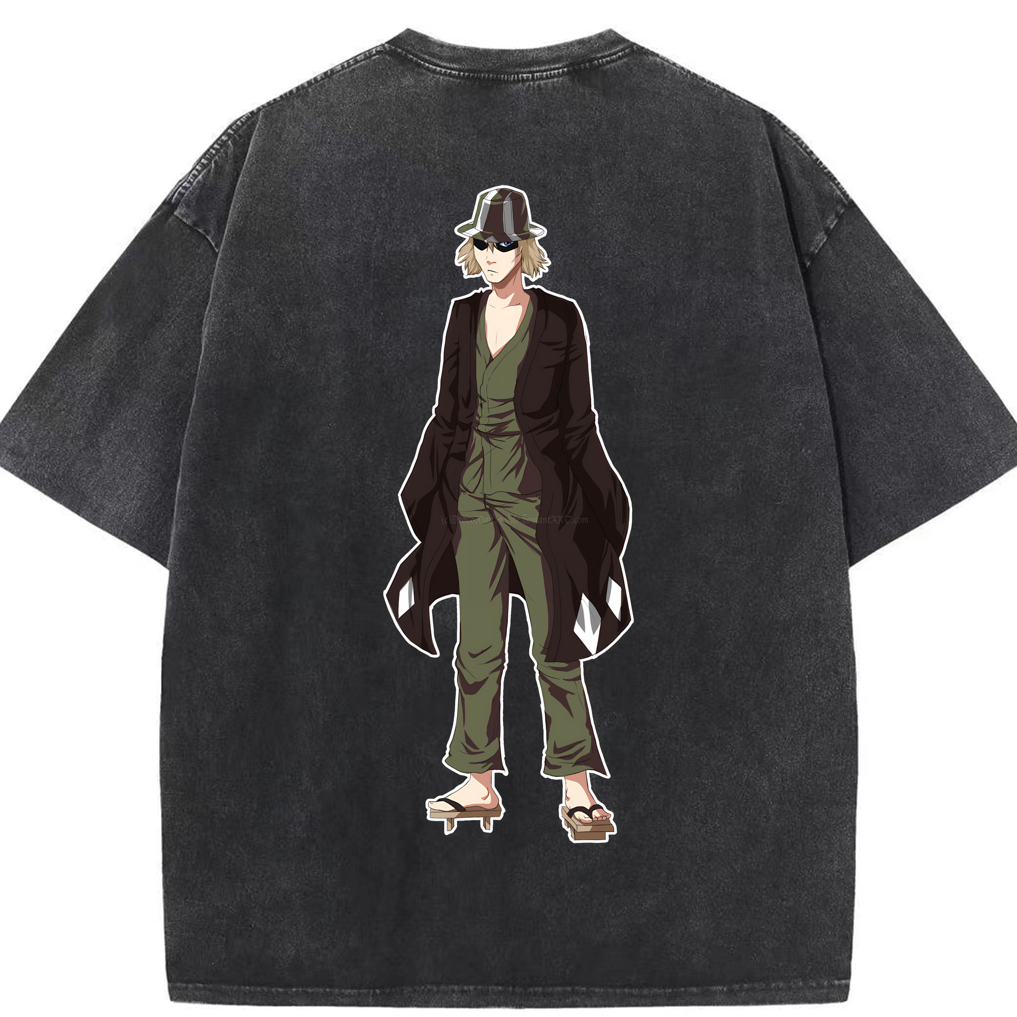 （画像用） "ブリーチ 浦原 喜助（うらはら きすけ） BLEACH Urahara Kisuke " 綿100% ヴィンテージ風 半袖Tシャツ（背面プリント）