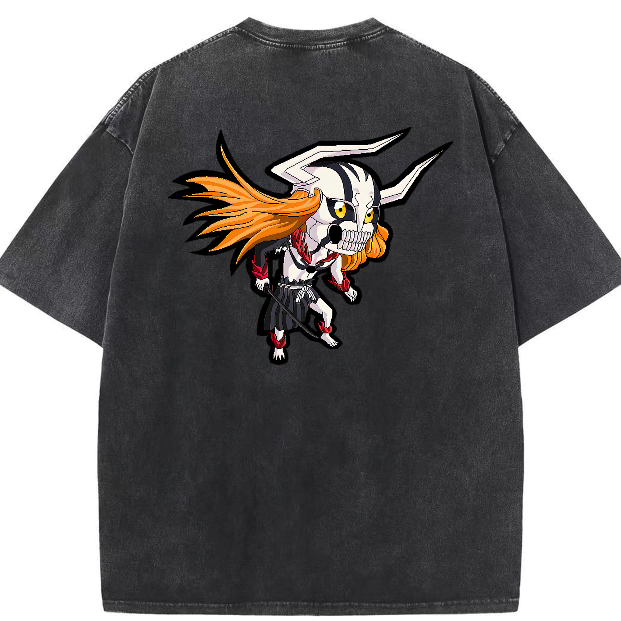 （画像用） ブリーチ 黒崎一護（くろさき いちご）BLEACH Kurosaki Ichigo 綿100% ヴィンテージ風 半袖Tシャツ（背面プリント）