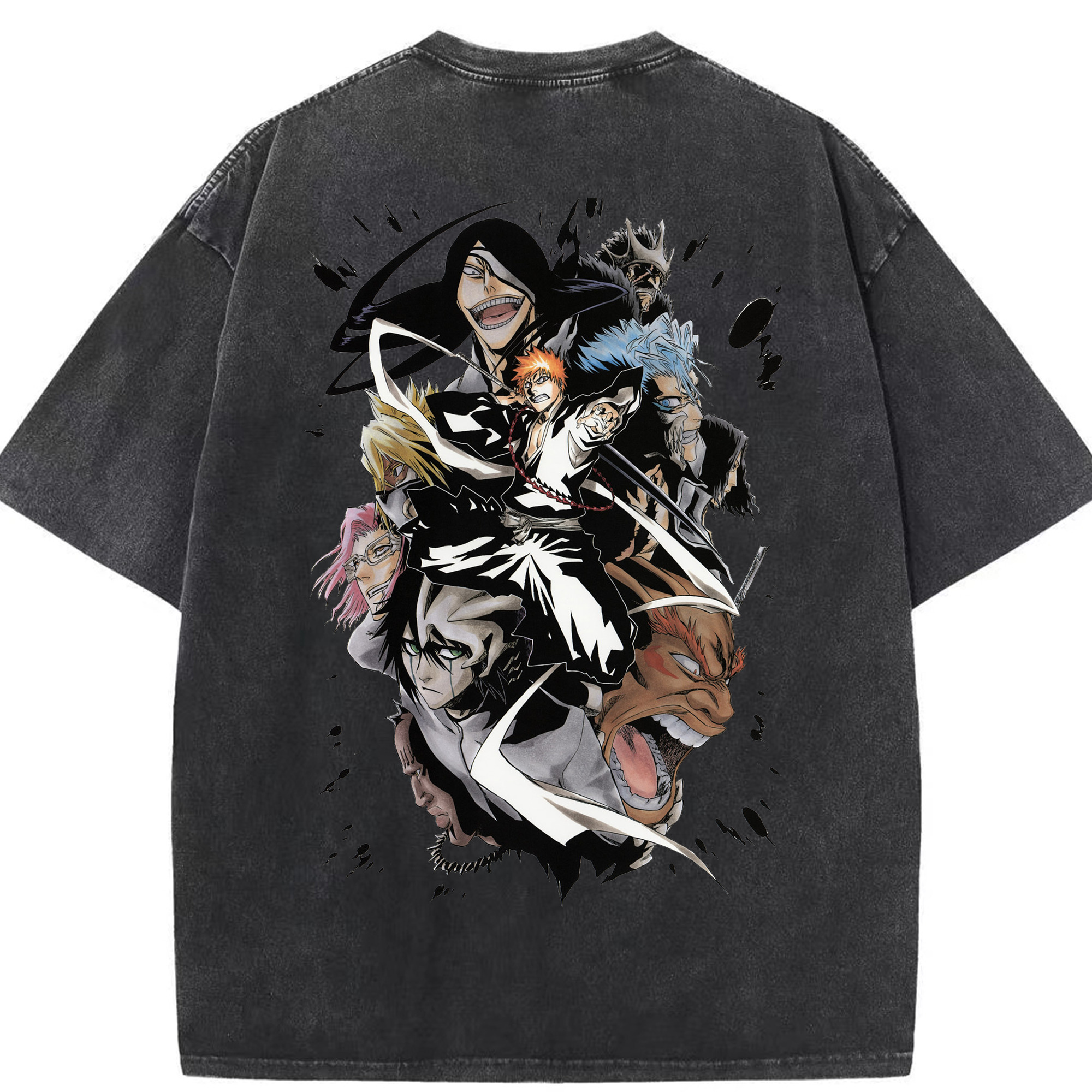 （画像用） ブリーチ 黒崎一護（くろさき いちご）BLEACH Kurosaki Ichigo 綿100% ヴィンテージ風 半袖Tシャツ（背面プリント）