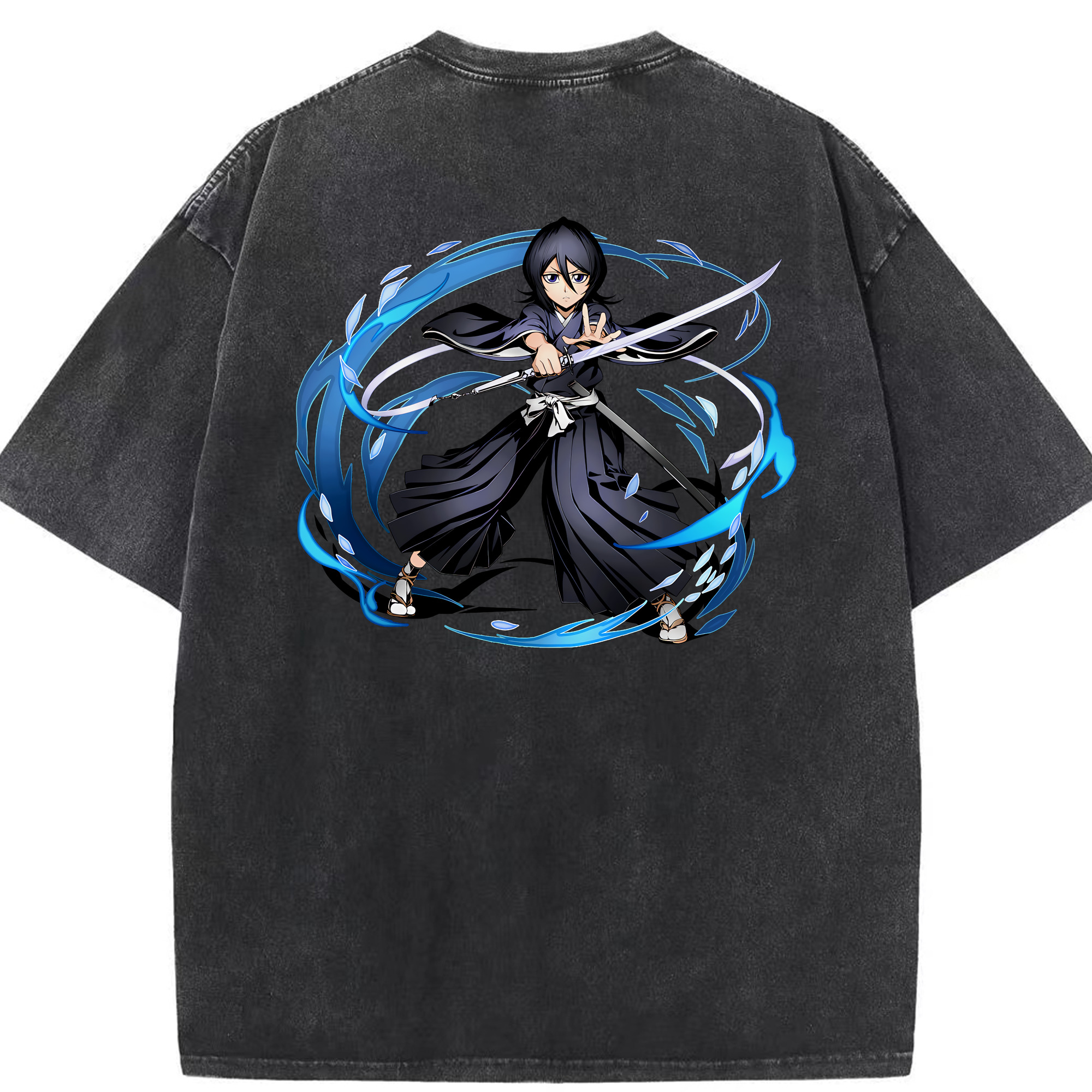 （画像用） ブリーチ 朽木ルキア BLEACH Kuchiki Rukia 綿100% ヴィンテージ風 半袖Tシャツ（背面プリント）