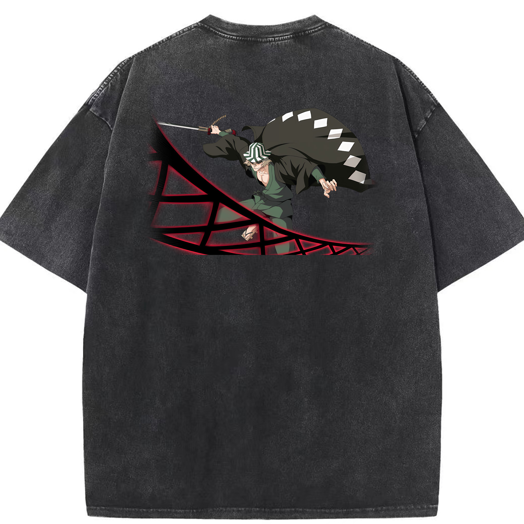 （画像用） "ブリーチ 浦原 喜助（うらはら きすけ） BLEACH Urahara Kisuke " 綿100% ヴィンテージ風 半袖Tシャツ（背面プリント）