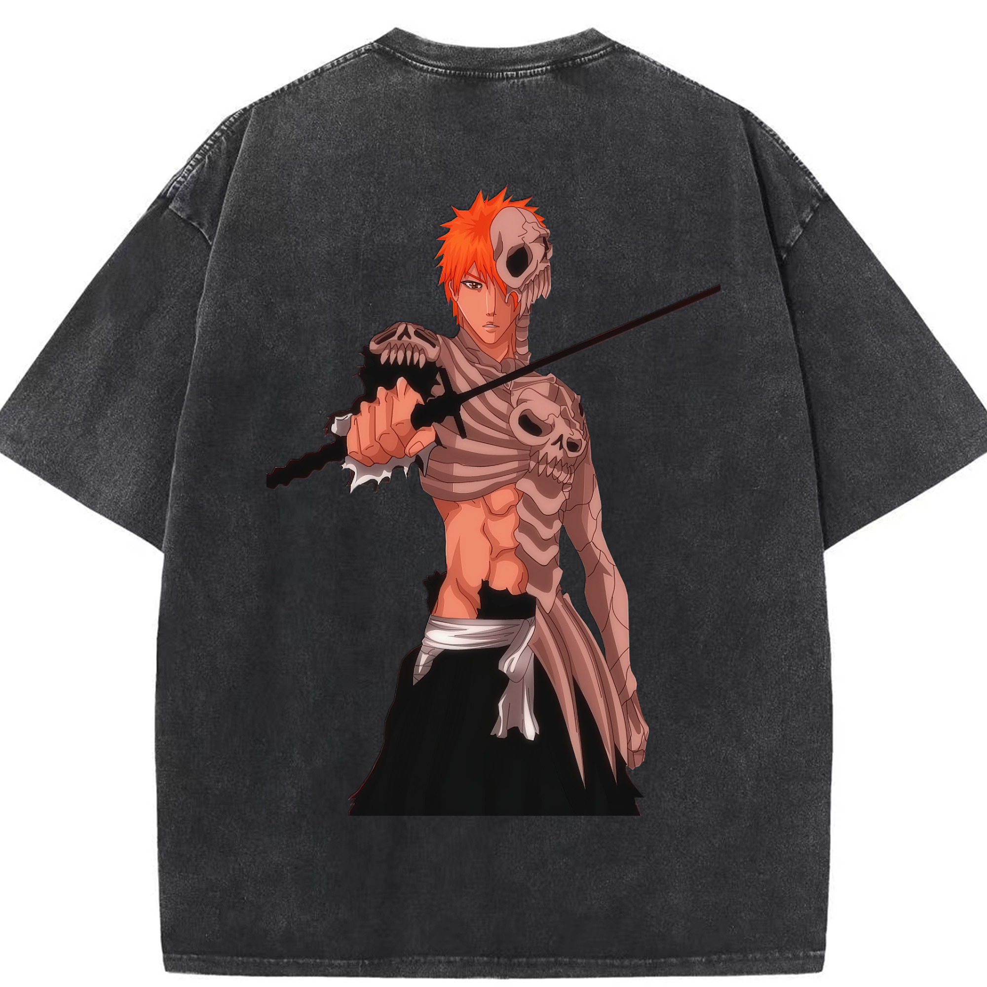 （画像用） ブリーチ 黒崎一護（くろさき いちご）BLEACH Kurosaki Ichigo 綿100% ヴィンテージ風 半袖Tシャツ（背面プリント）