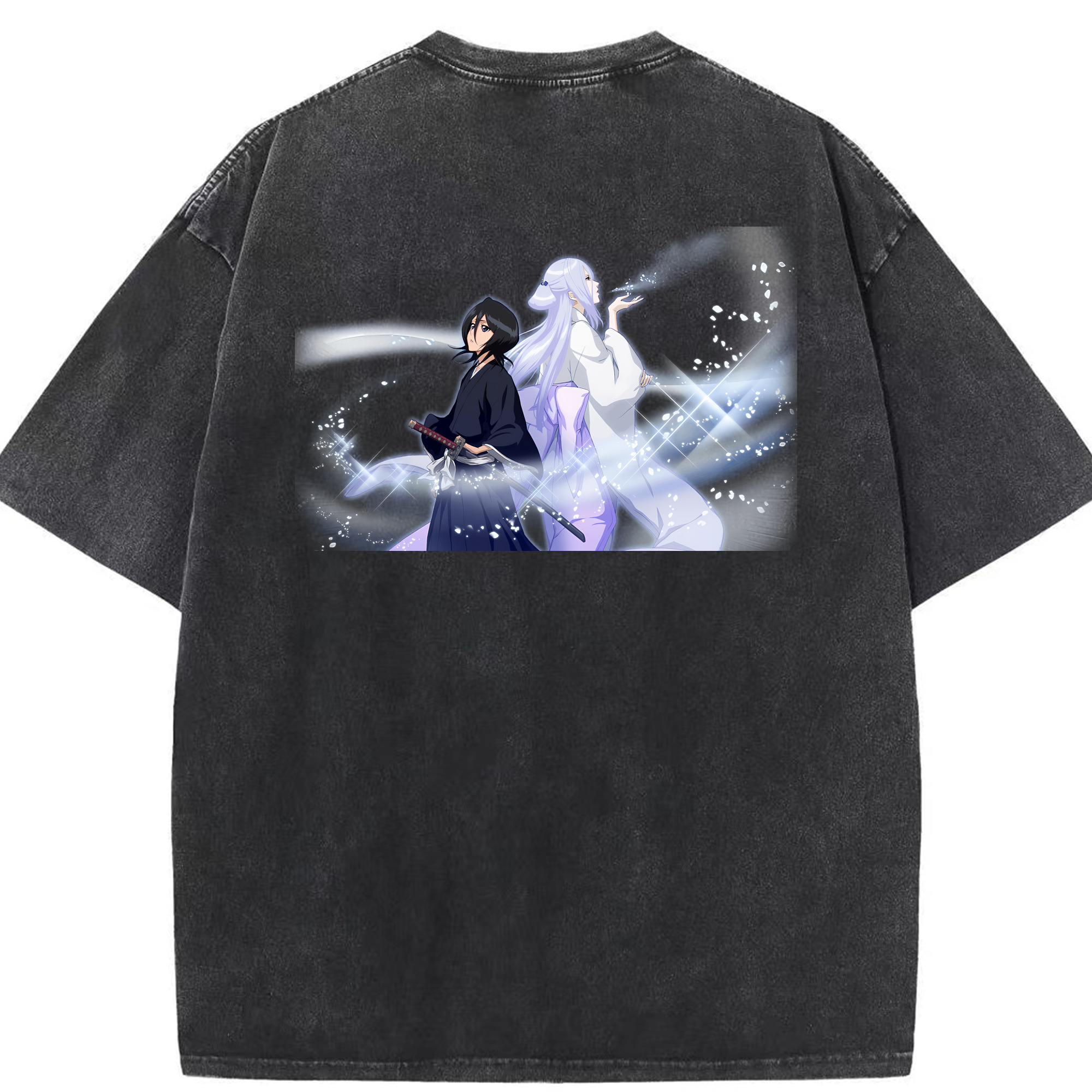 （画像用） ブリーチ 朽木ルキア BLEACH Kuchiki Rukia 綿100% ヴィンテージ風 半袖Tシャツ（背面プリント）
