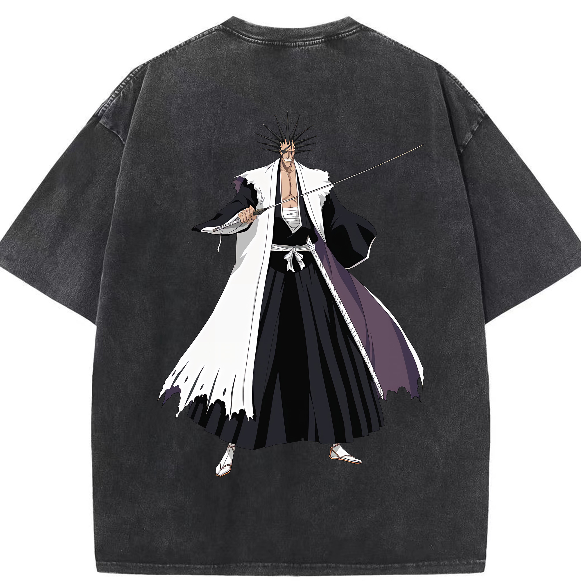 （画像用） ブリーチ ざらき けんぱち BLEACH Zaraki Kenpachi 綿100% ヴィンテージ風 半袖Tシャツ（背面プリント）