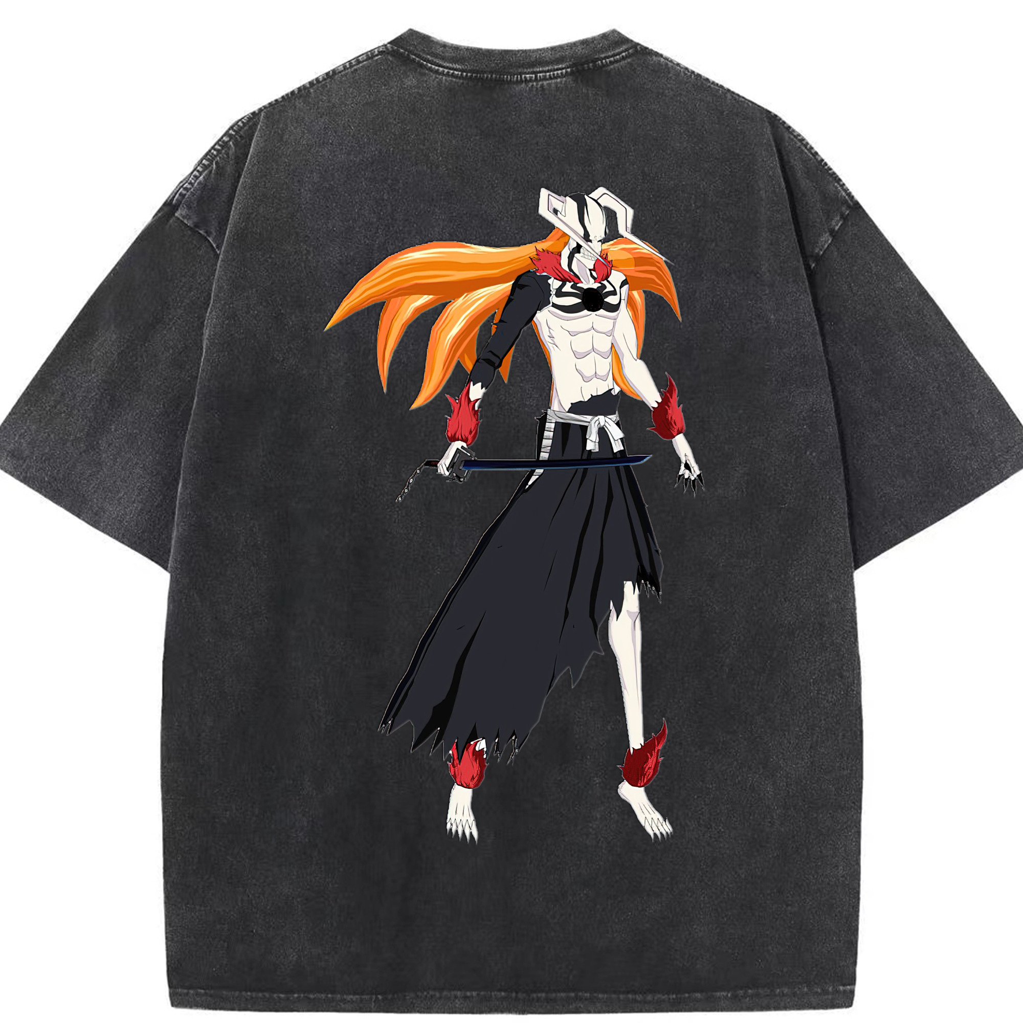 （画像用） ブリーチ 黒崎一護（くろさき いちご）BLEACH Kurosaki Ichigo 綿100% ヴィンテージ風 半袖Tシャツ（背面プリント）
