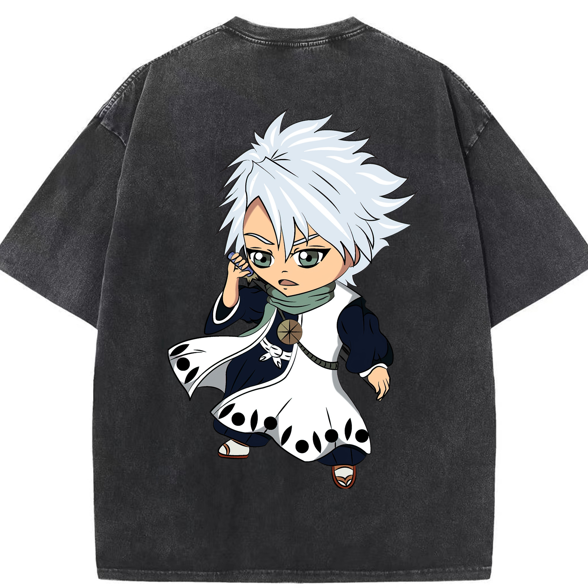 （画像用） ブリーチ 日番谷冬獅郎（ひつがや とうしろう） BLEACH Hitsugaya Toushirou 綿100% ヴィンテージ風 半袖Tシャツ（背面プリント）