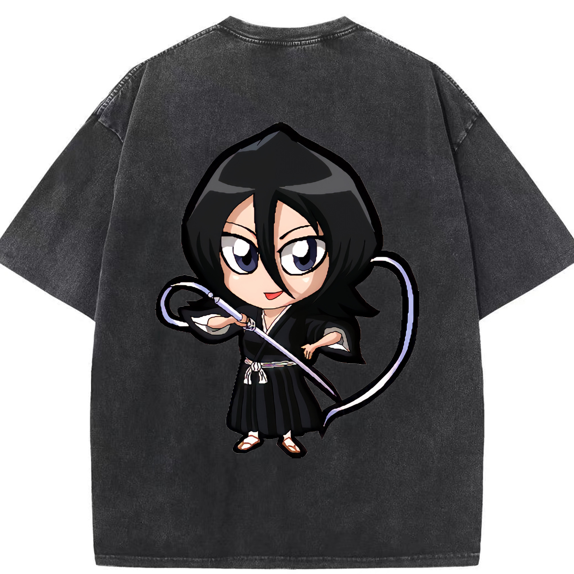（画像用） ブリーチ 朽木ルキア BLEACH Kuchiki Rukia 綿100% ヴィンテージ風 半袖Tシャツ（背面プリント）