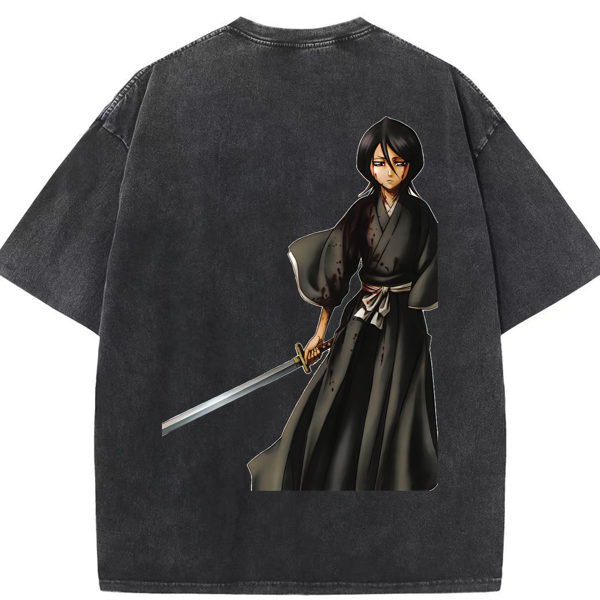 （画像用） ブリーチ 朽木ルキア BLEACH Kuchiki Rukia 綿100% ヴィンテージ風 半袖Tシャツ（背面プリント）