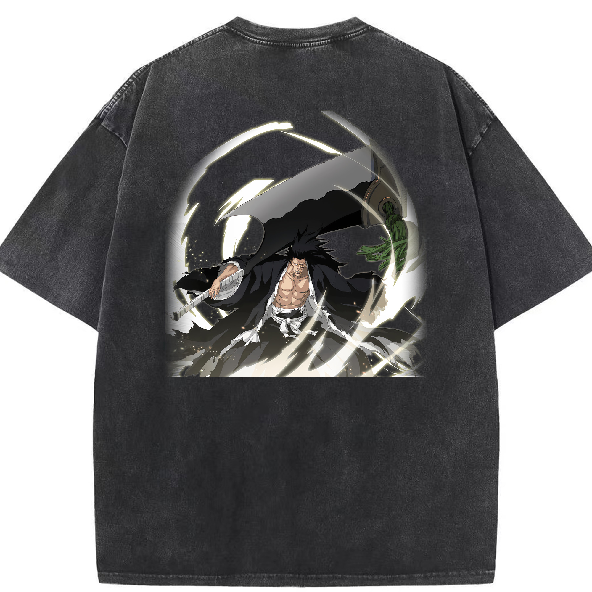 （画像用） ブリーチ ざらき けんぱち BLEACH Zaraki Kenpachi 綿100% ヴィンテージ風 半袖Tシャツ（背面プリント）