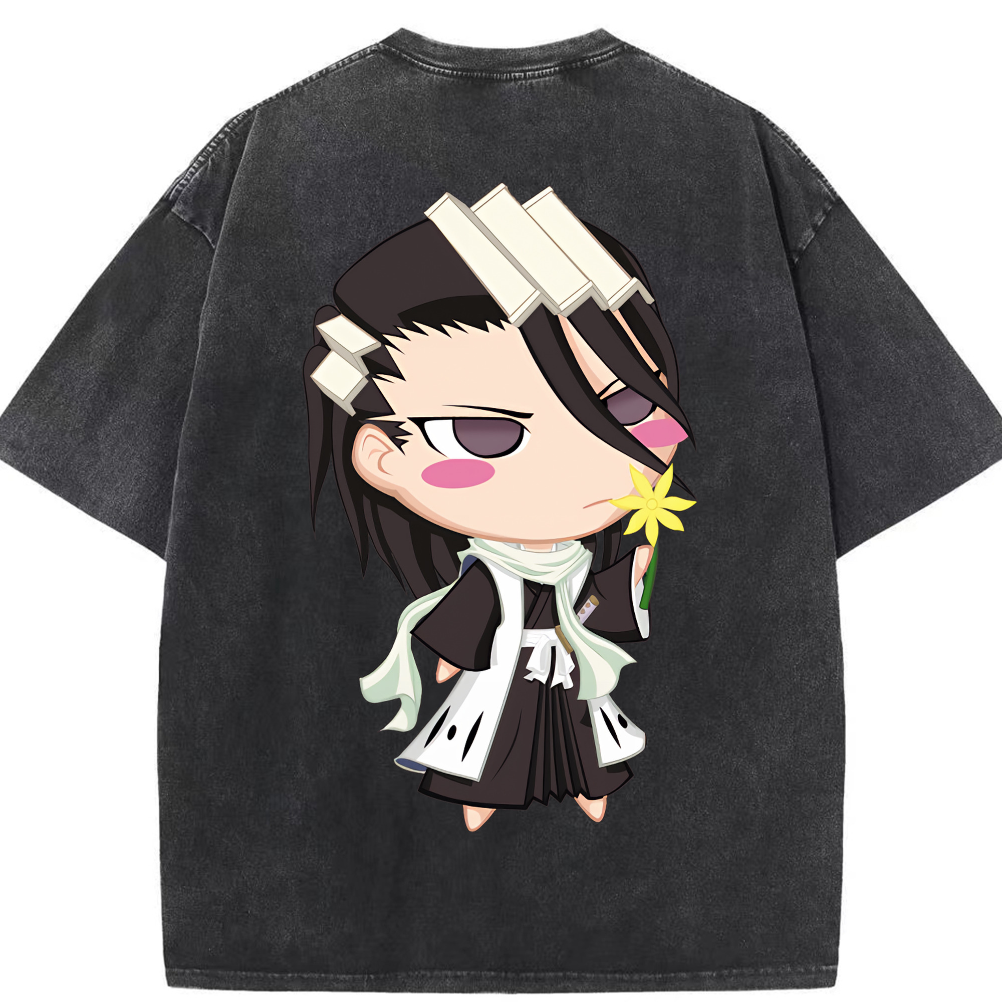 （画像用） ブリーチ くちき びゃくや BLEACH Kuchiki Byakuya 綿100% ヴィンテージ風 半袖Tシャツ（背面プリント）