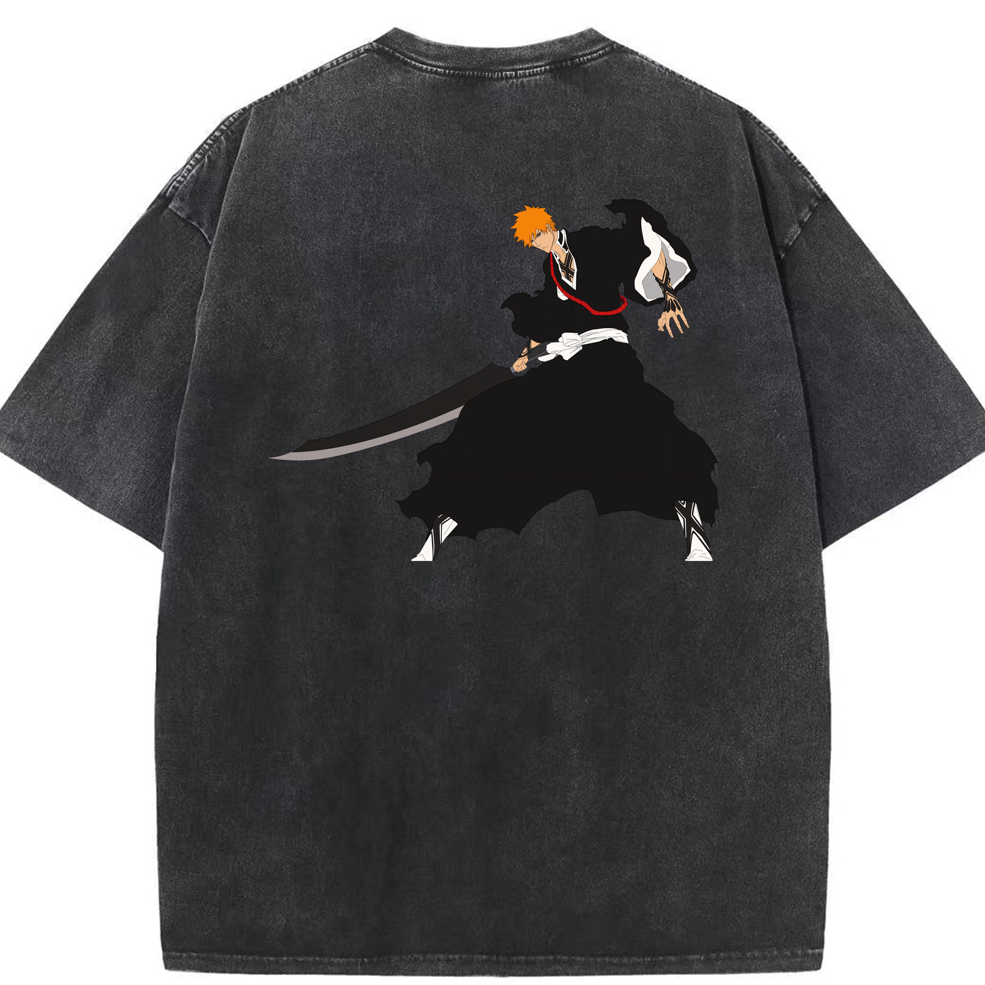 （画像用） ブリーチ 黒崎一護（くろさき いちご）BLEACH Kurosaki Ichigo 綿100% ヴィンテージ風 半袖Tシャツ（背面プリント）