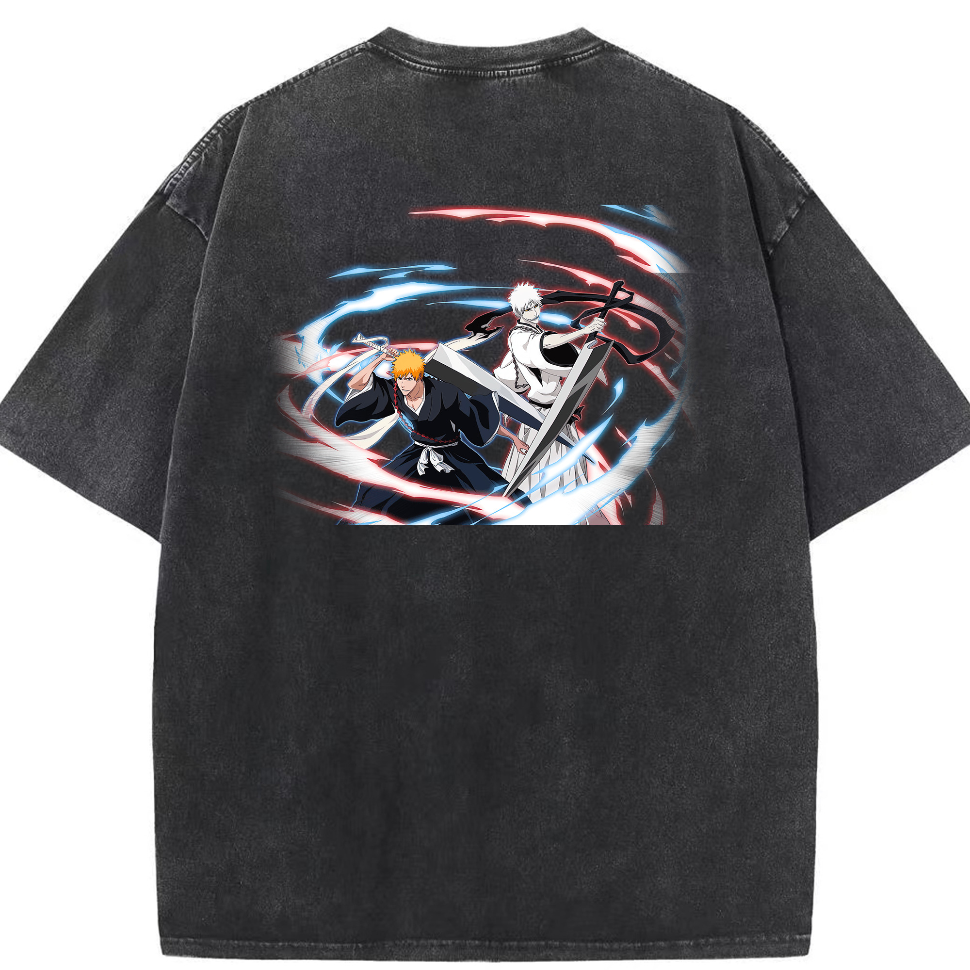 （画像用） ブリーチ 黒崎一護（くろさき いちご）BLEACH Kurosaki Ichigo 綿100% ヴィンテージ風 半袖Tシャツ（背面プリント）