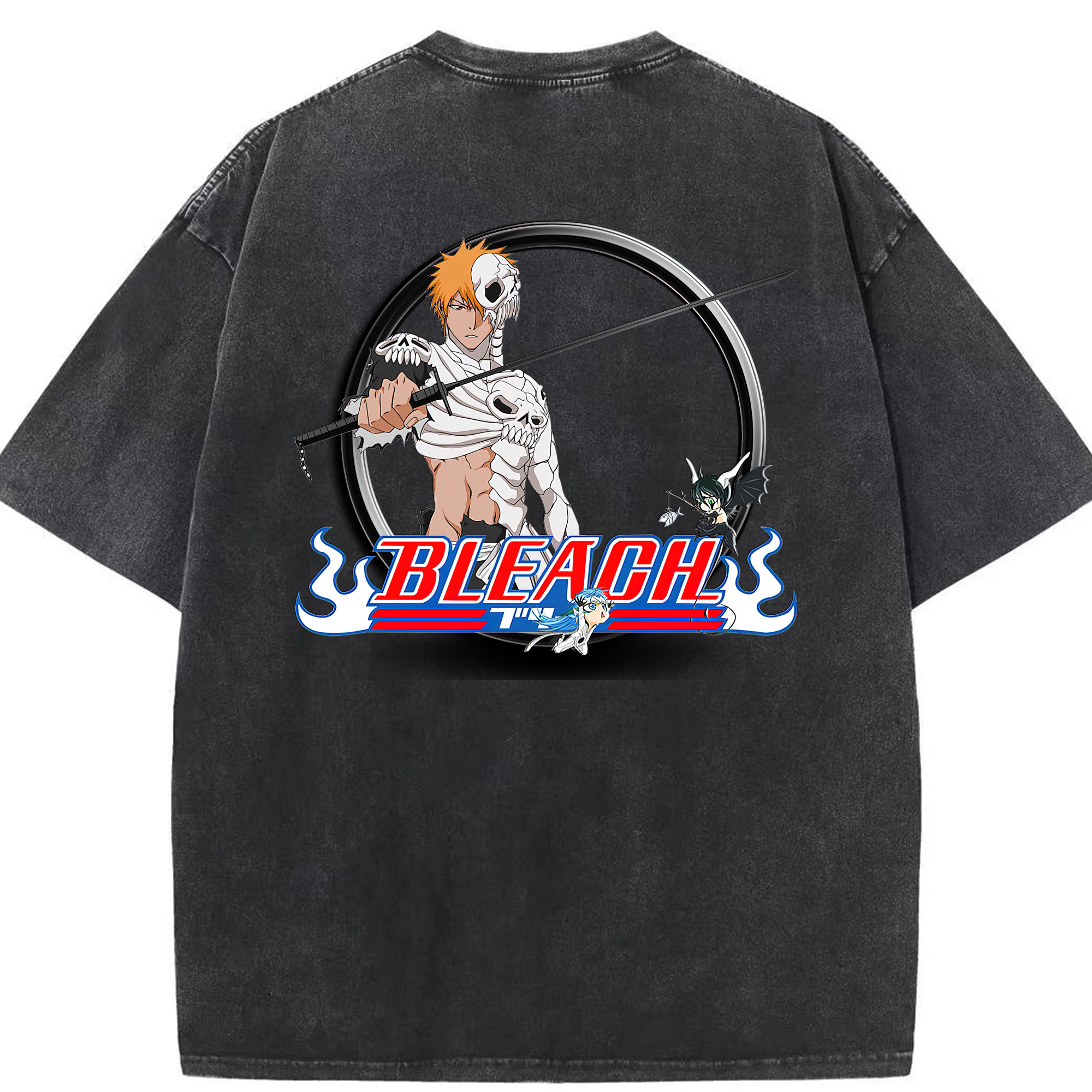 （画像用） ブリーチ 黒崎一護（くろさき いちご）BLEACH Kurosaki Ichigo 綿100% ヴィンテージ風 半袖Tシャツ（背面プリント）