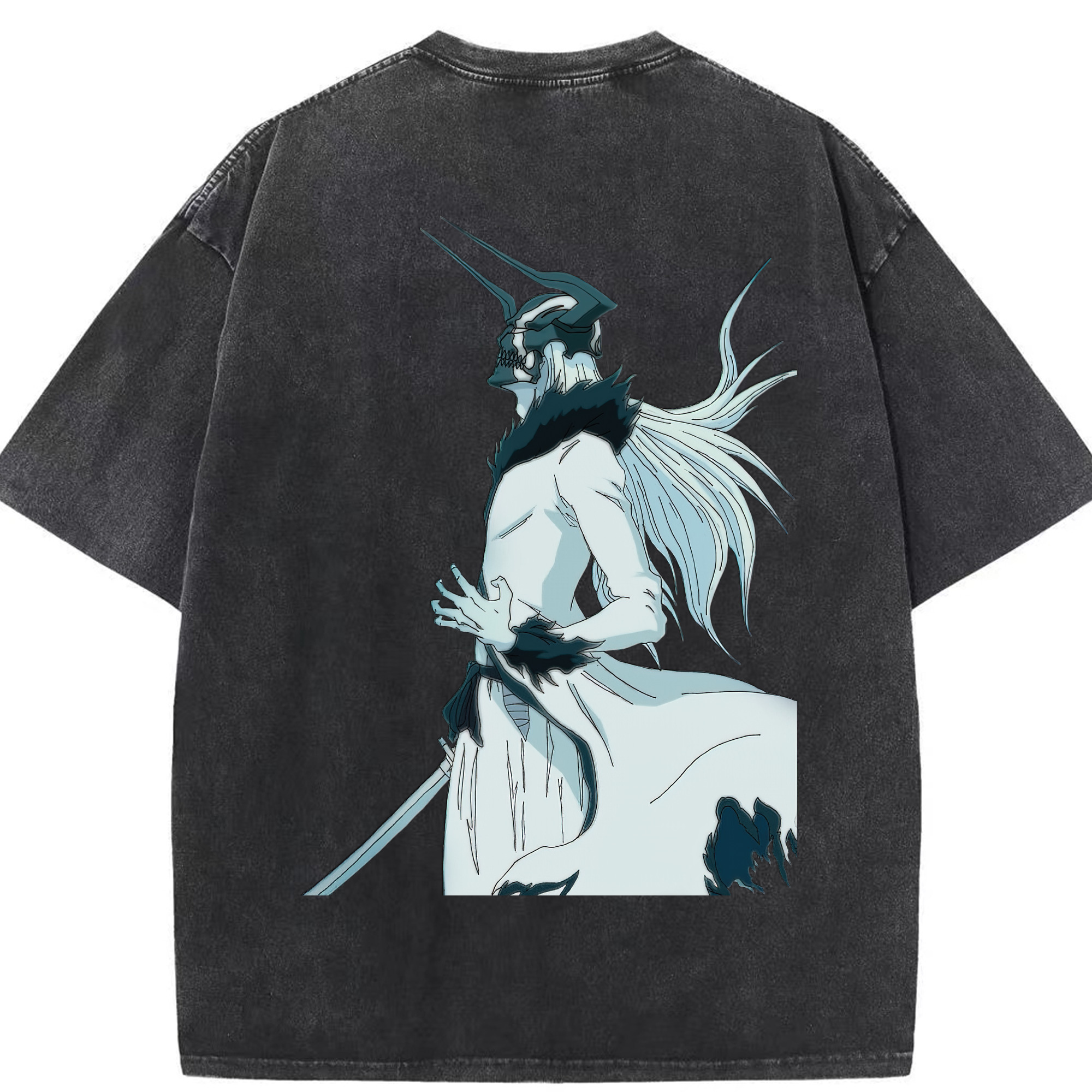 （画像用） ブリーチ 黒崎一護（くろさき いちご）BLEACH Kurosaki Ichigo 綿100% ヴィンテージ風 半袖Tシャツ（背面プリント）